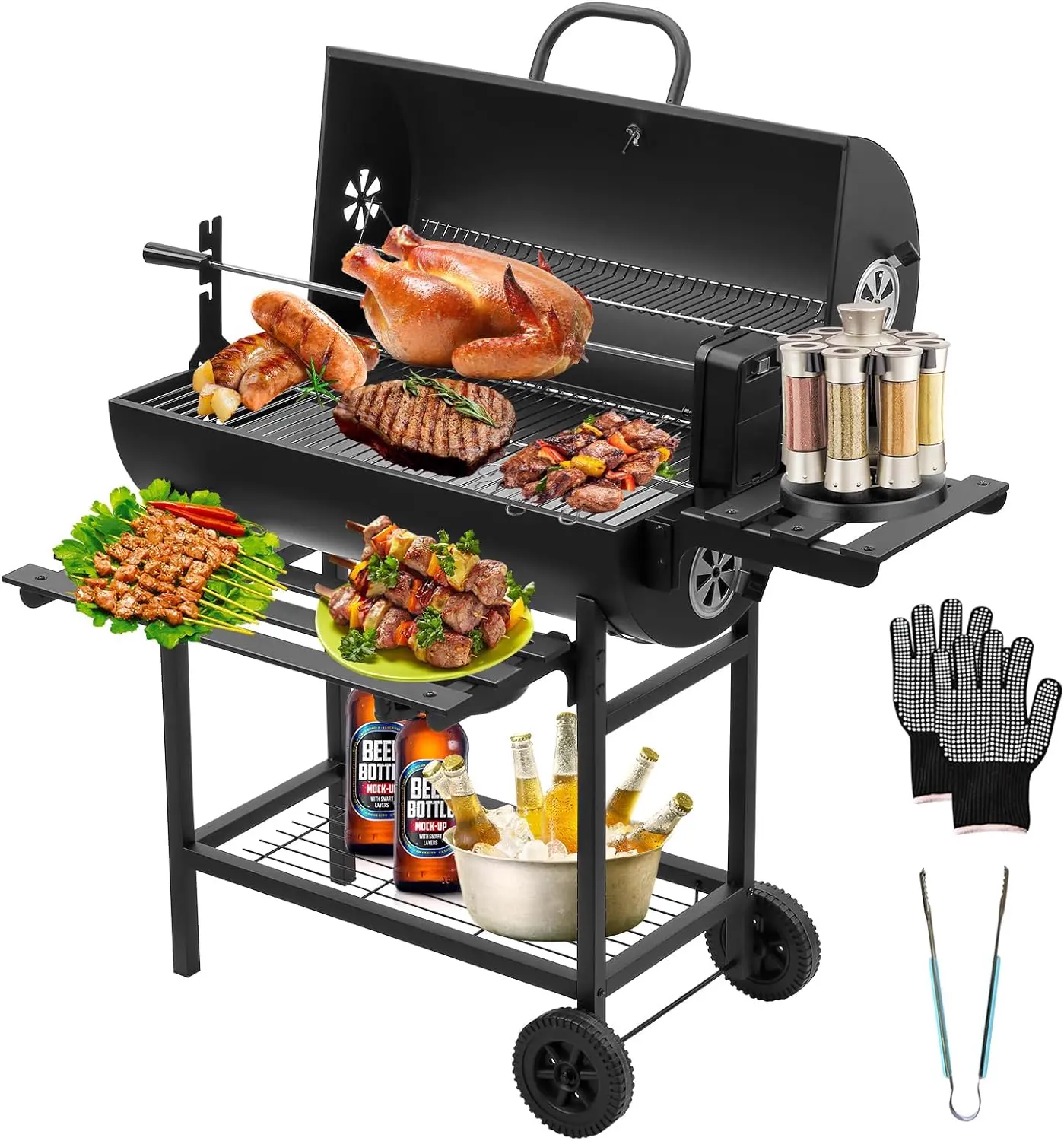 TEENO Barbecue au Charbon de Bois avec Grille de Cuisson XXL