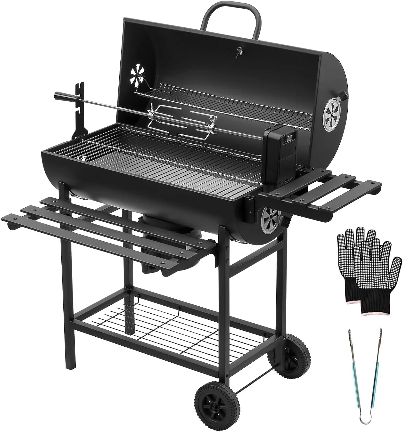 Barbecue à charbon en bois noir 70 m² vue 4