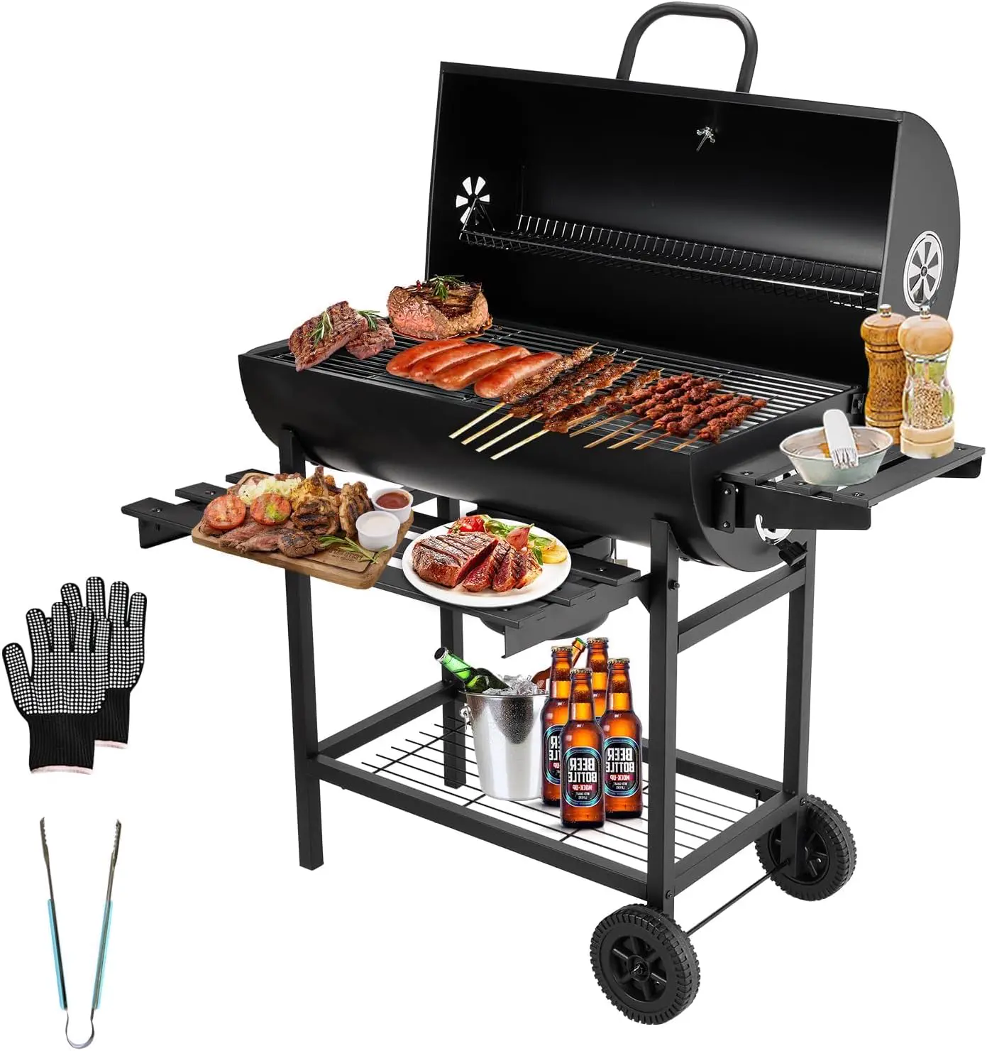 TEENO Barbecue au Charbon de Bois avec Grille de Cuisson XXL