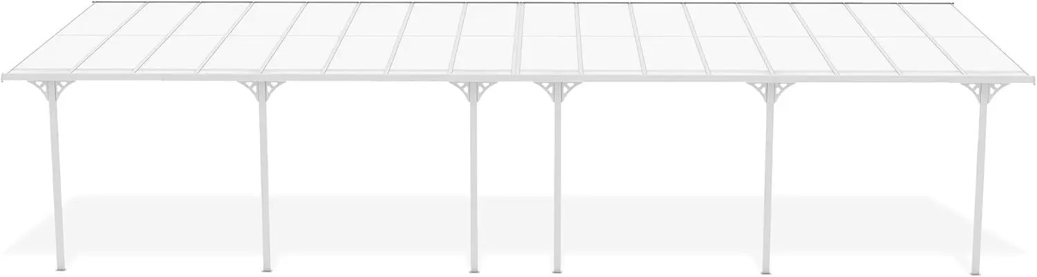 Pergola en aluminium blanc 10x3 m adossée vue 3