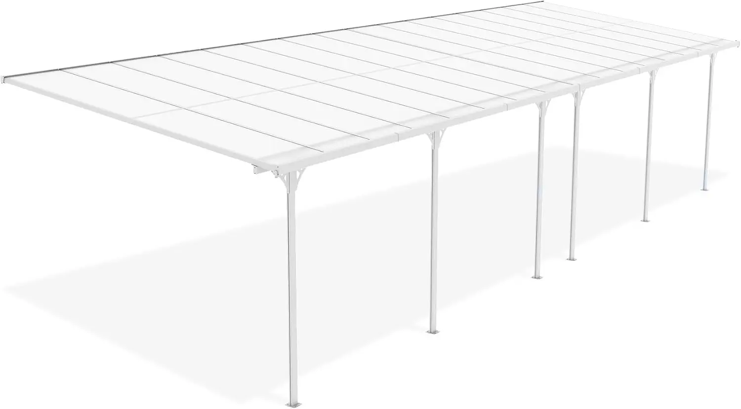 Pergola en aluminium blanc 10x3 m adossée vue 4