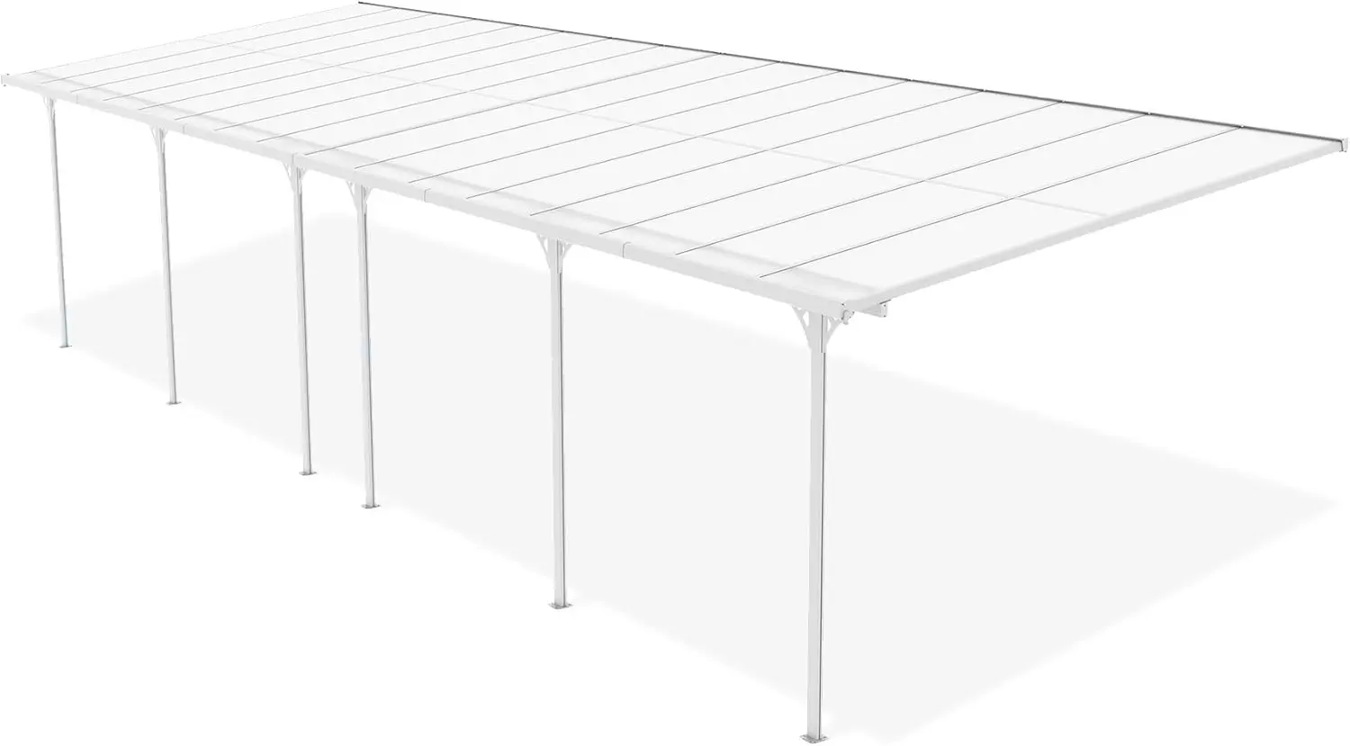 Pergola en aluminium blanc 10x3 m adossée vue 5