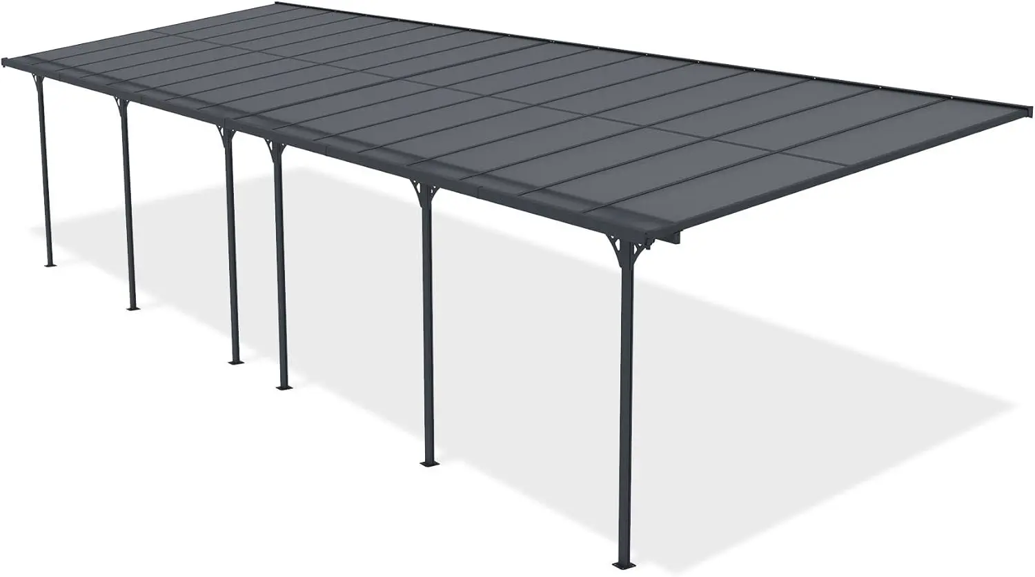 Pergola en aluminium gris 10x3 m adossée vue 5