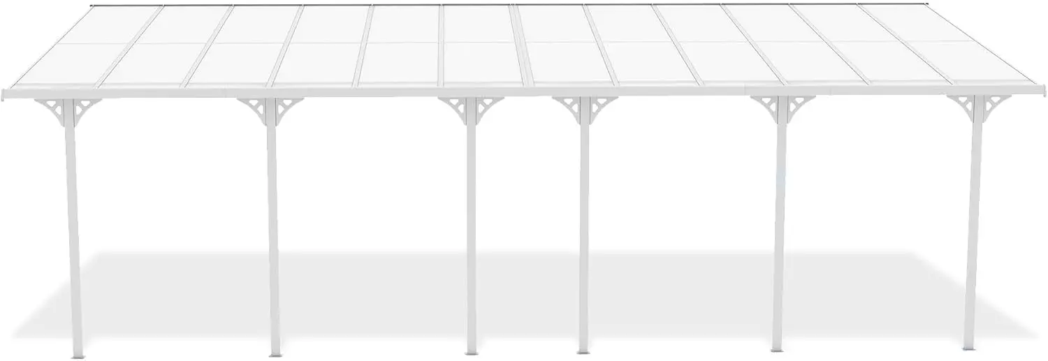 Pergola en aluminium blanc 8x3 m adossée vue 3