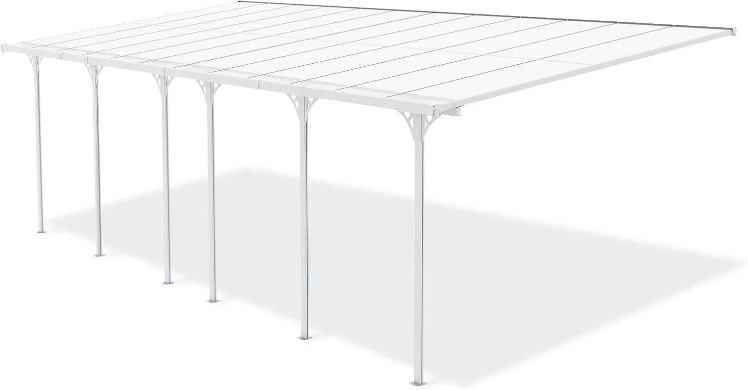 Pergola en aluminium blanc 8x3 m adossée vue 5