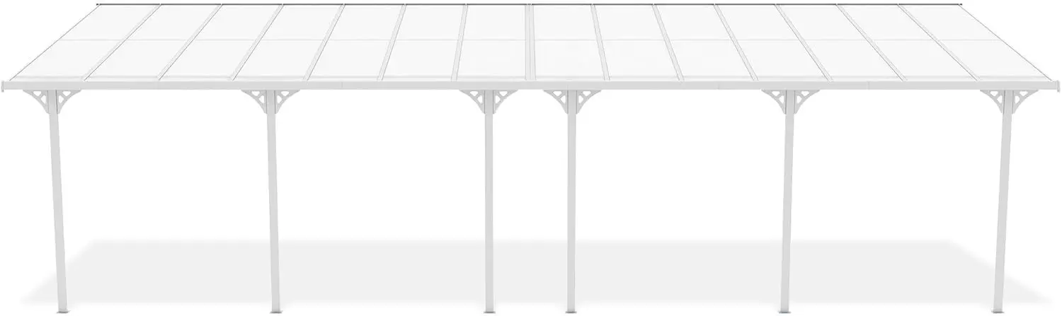 Pergola en aluminium blanc 9x3 m adossée vue 3