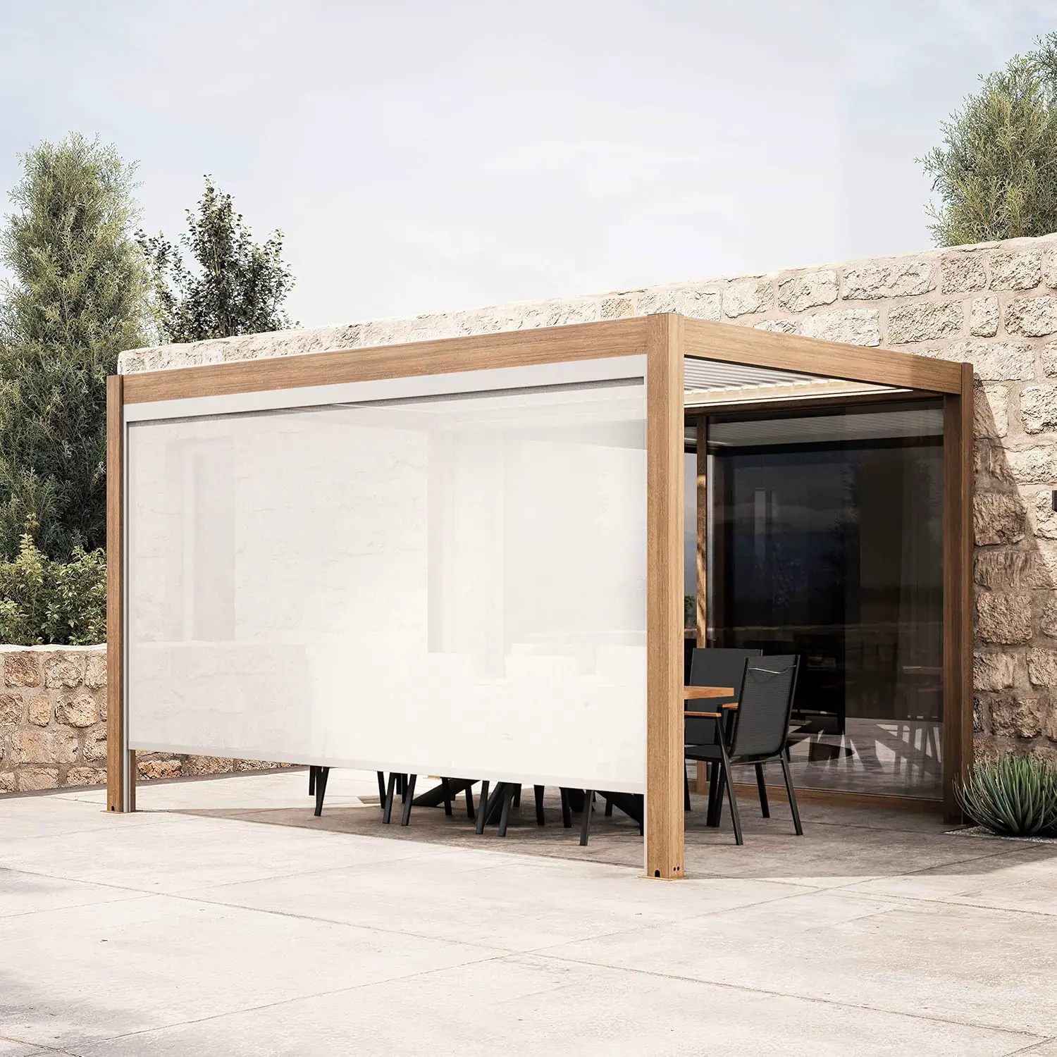 Pergola 3x4 m autoportée 1 store motorisée vue 2