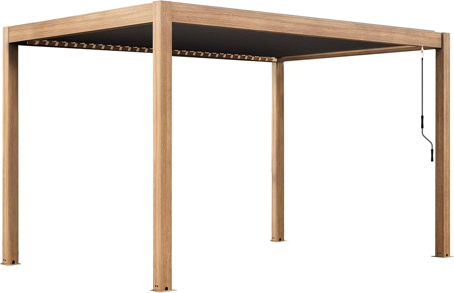 Oviala Pergola bioclimatique autoportée 3x4m en Aluminium Bois Gris