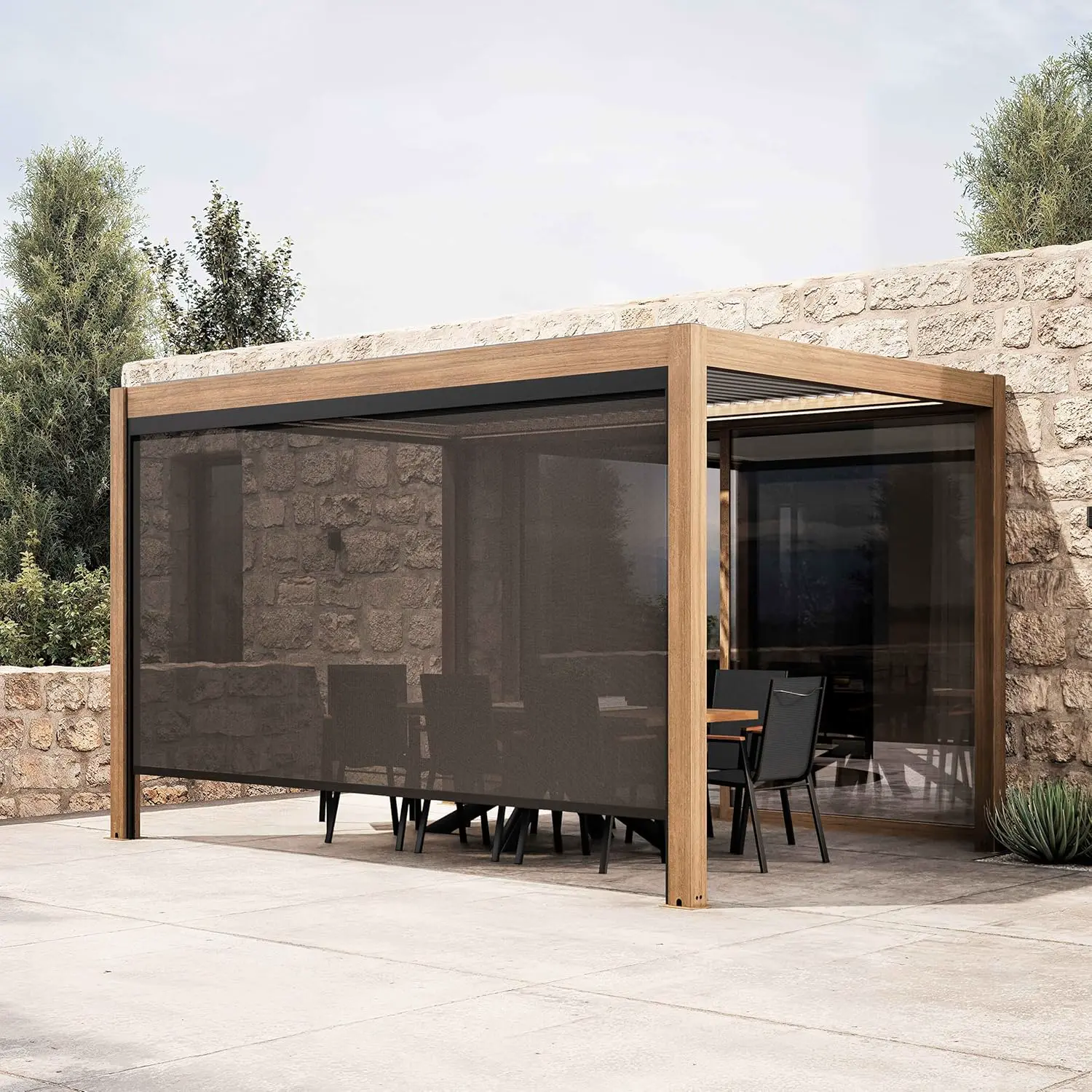 Pergola 3x4 m autoportée 1 store motorisée vue 2