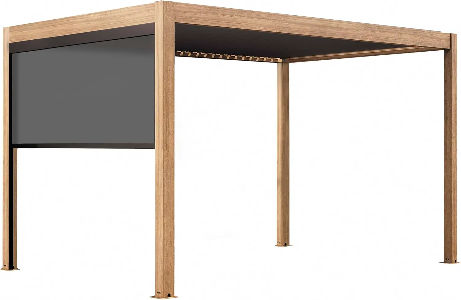 Pergola bioclimatique autoportée et motorisée éclairée 3x4m et 1 store