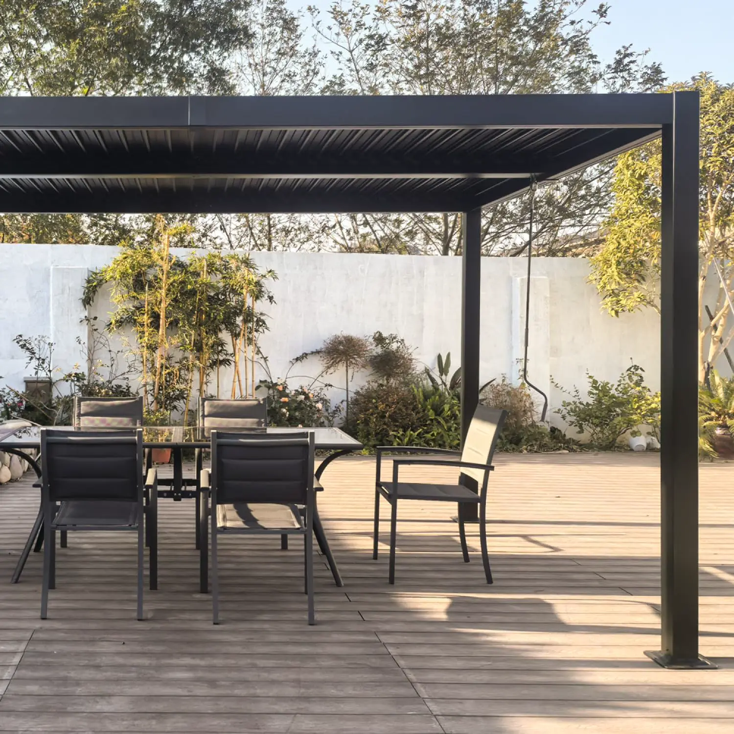 Pergola en aluminium gris 4x3 m vue 4