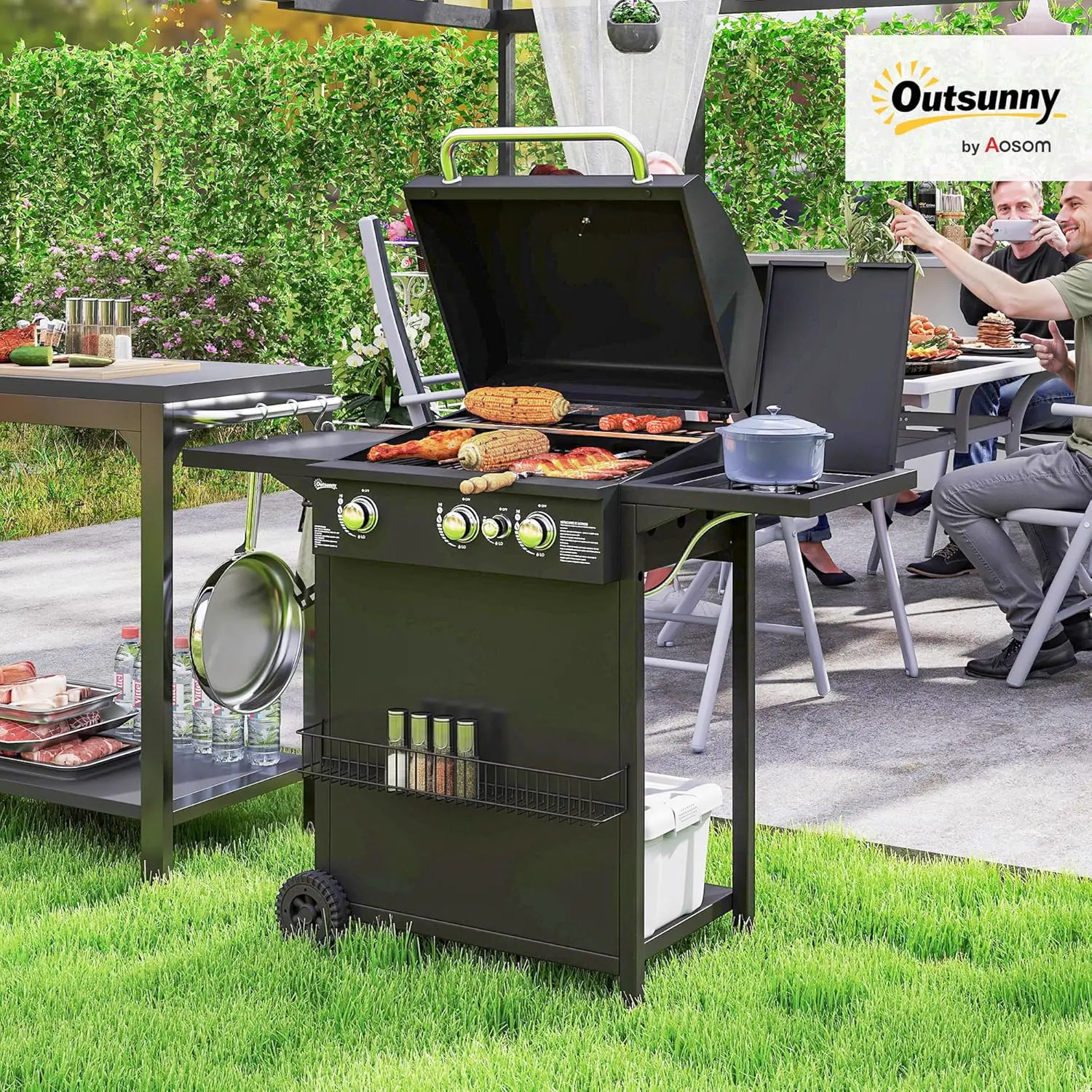 Barbecue à gaz en métal noir vue 2