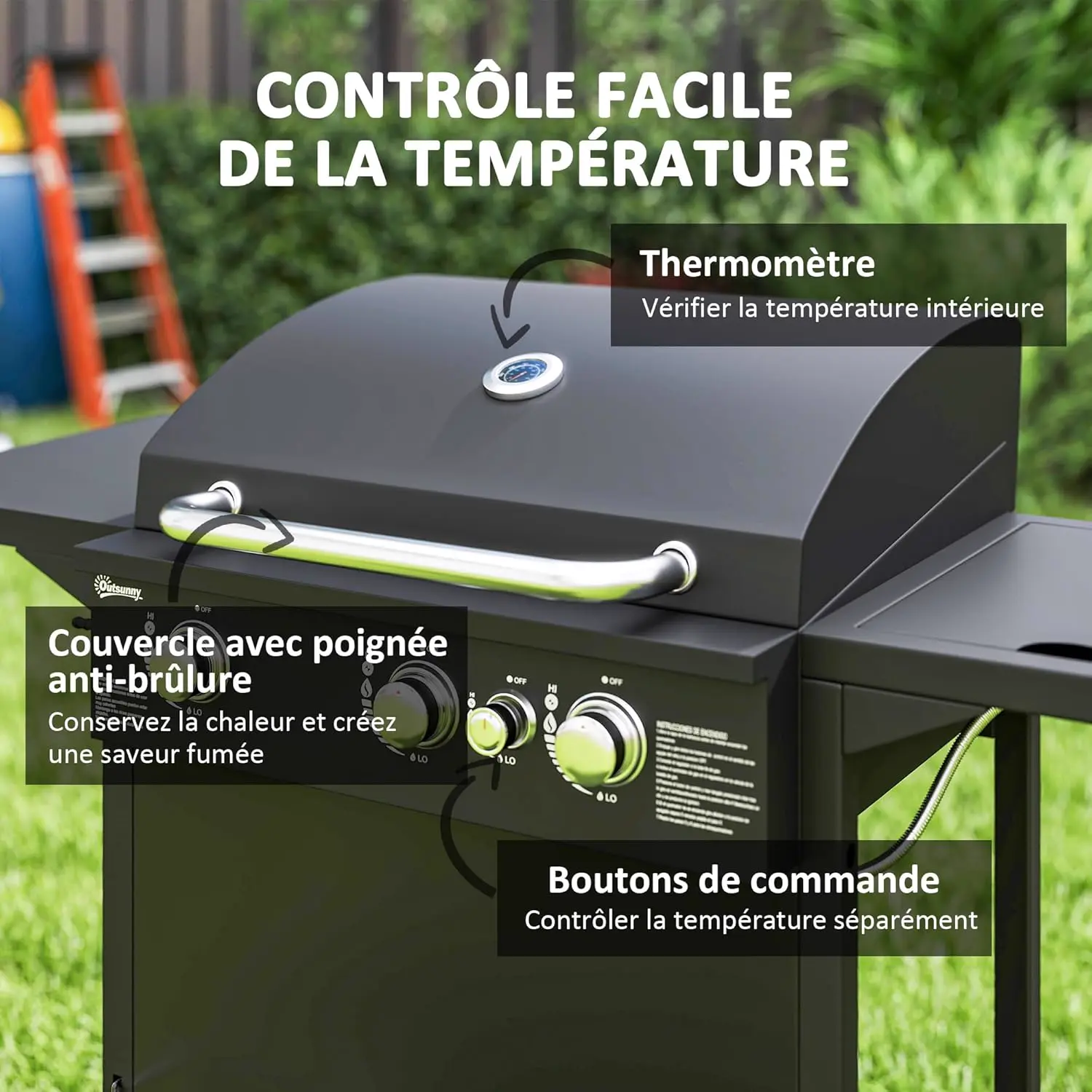 Barbecue à gaz en métal noir vue 4