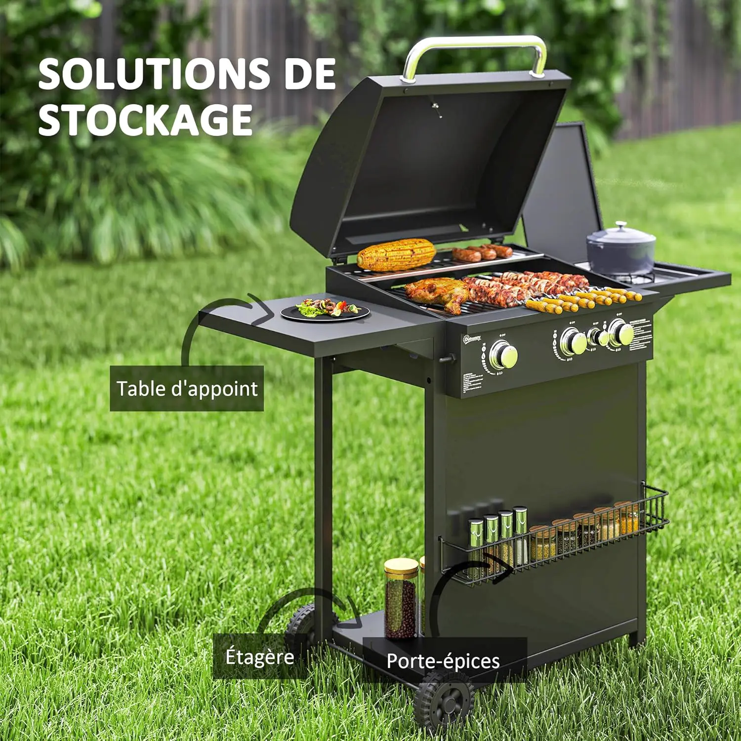 Barbecue à gaz en métal noir vue 5
