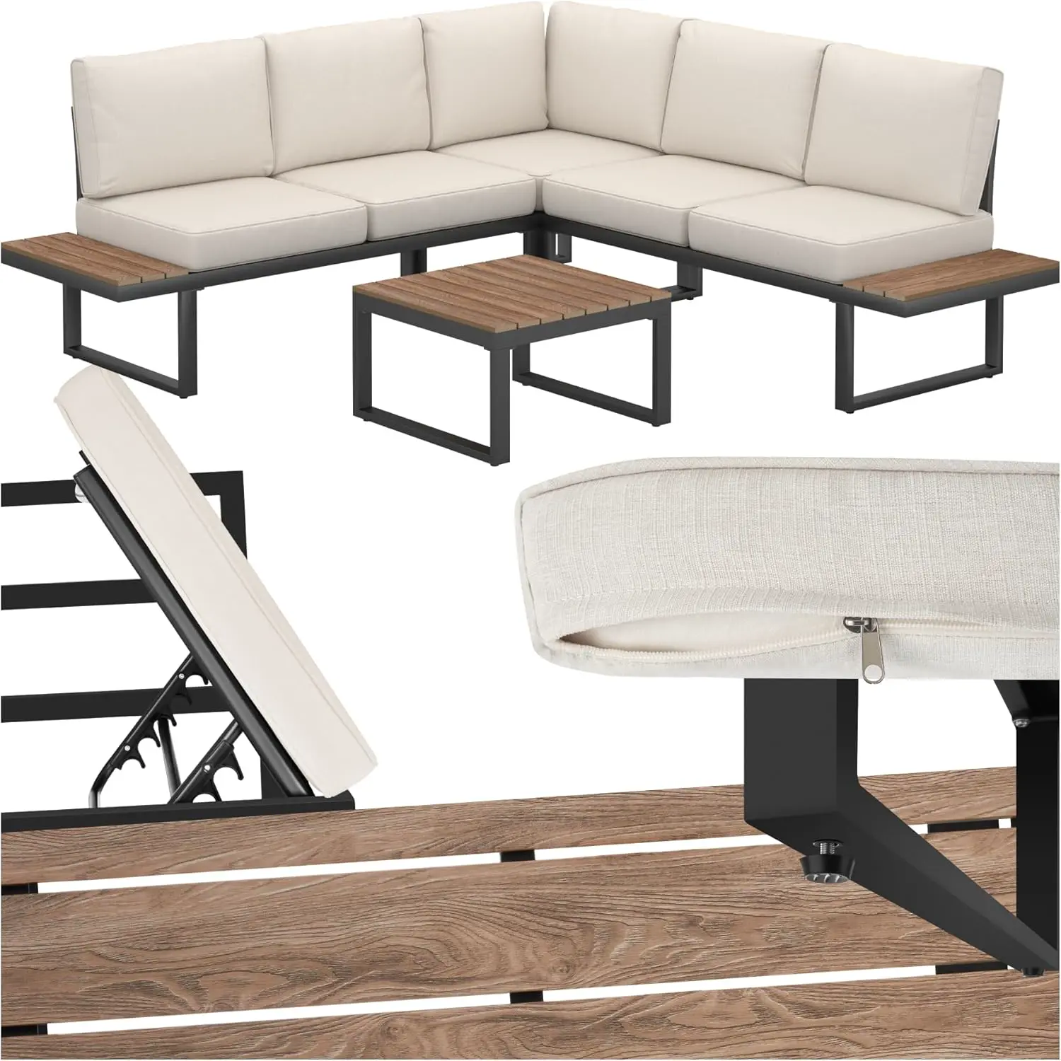 Salon de jardin 5 places en aluminium vue 6