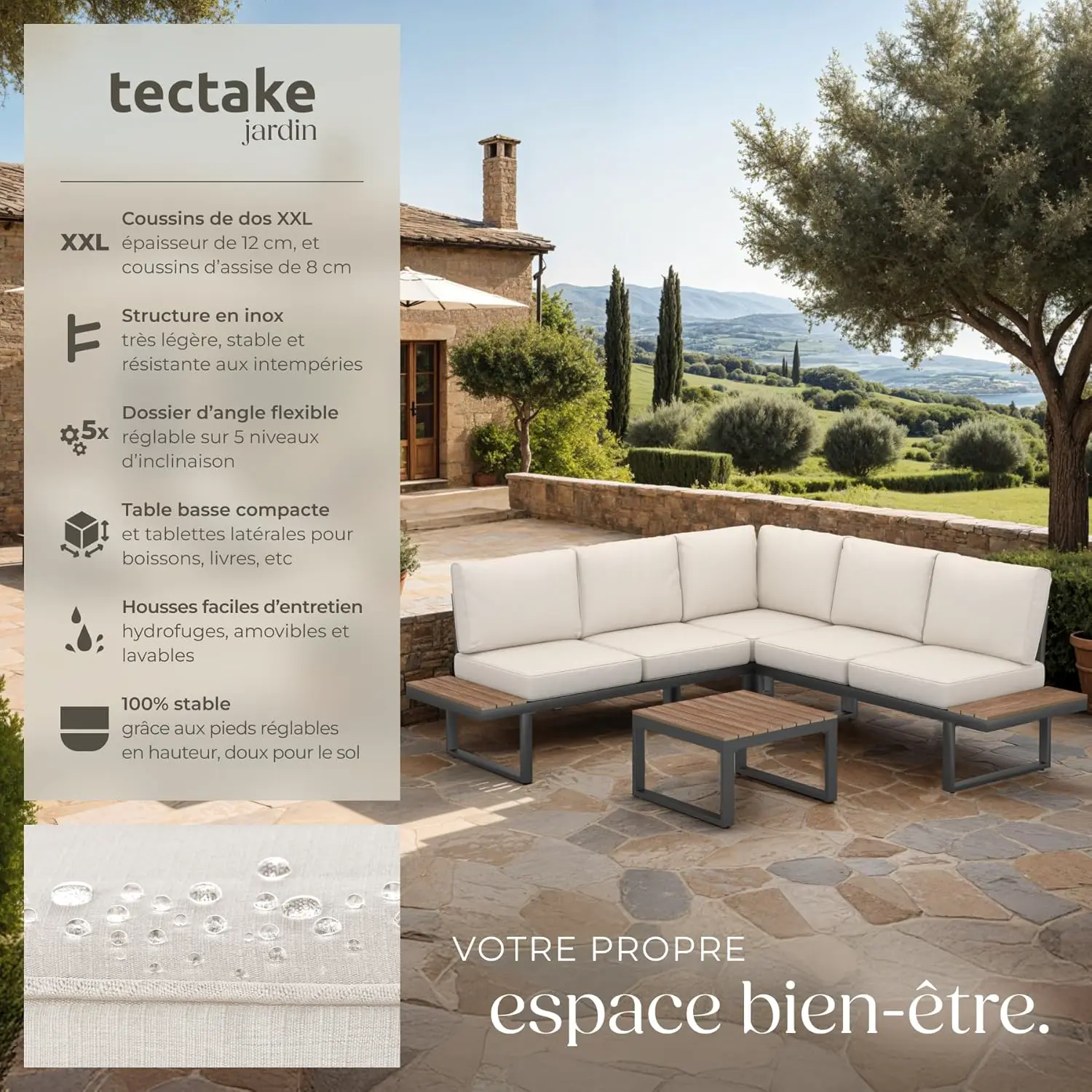 Salon de jardin 5 places en aluminium vue 2