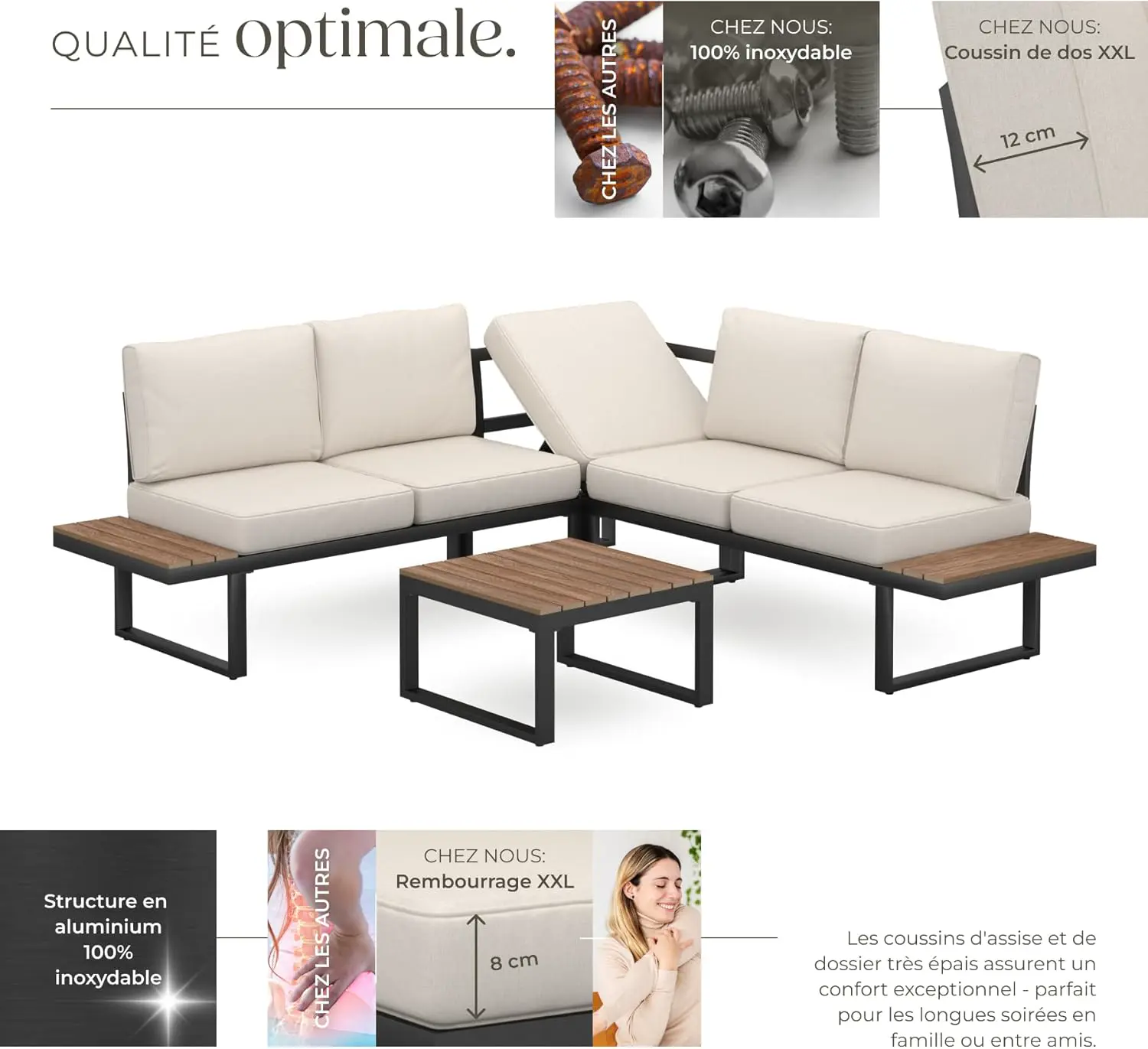 Salon de jardin 5 places en aluminium vue 3