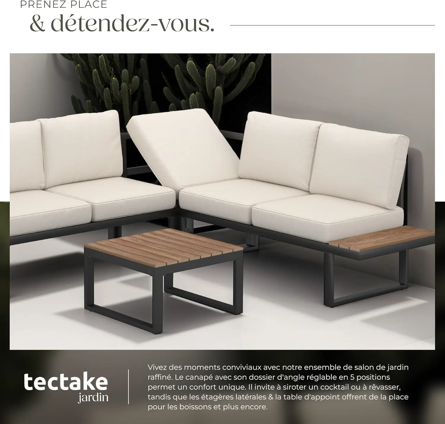 Salon de jardin 5 places en aluminium vue 4