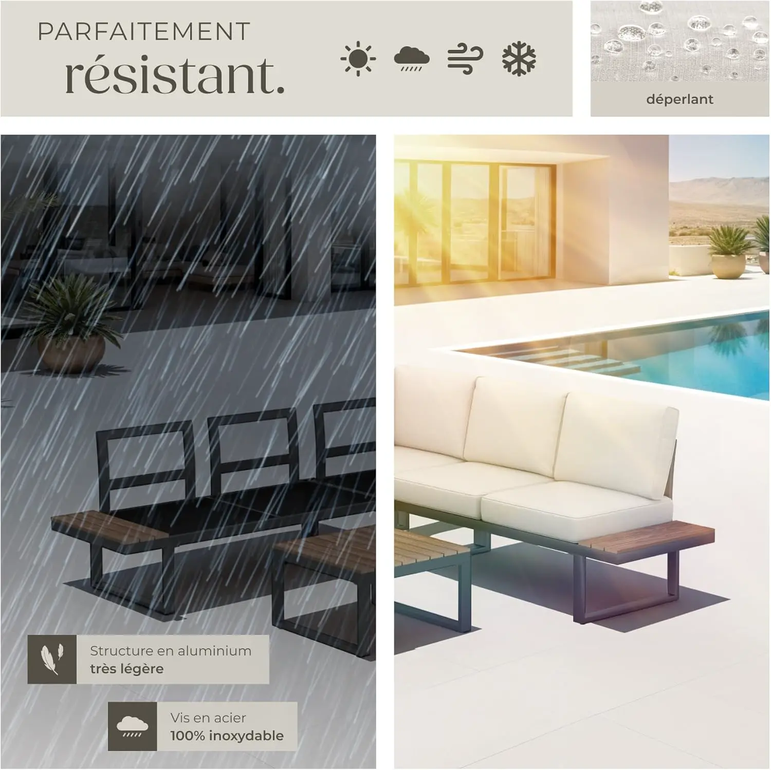 Salon de jardin 5 places en aluminium vue 8