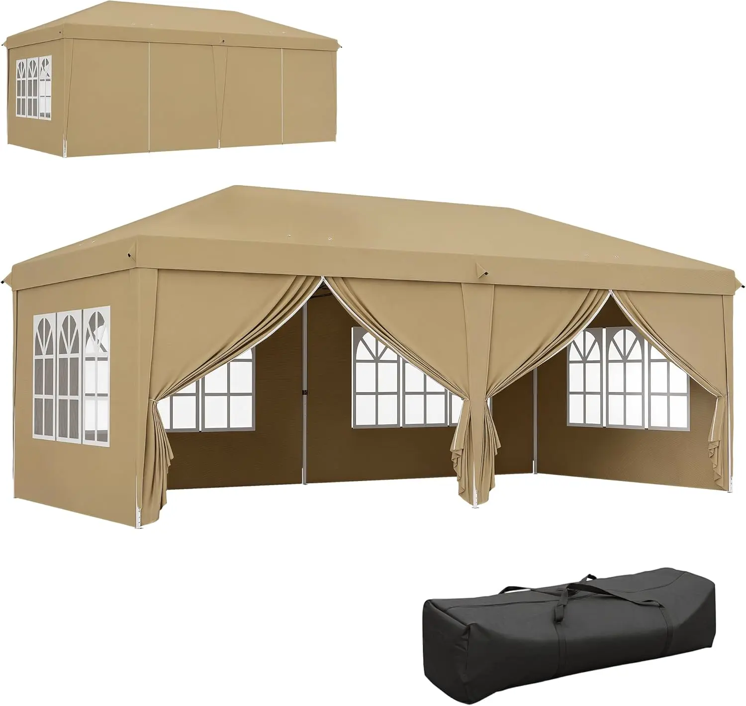 Outsunny Tonnelle de Jardin 3x6m Barnum Pliant avec Côtés Amovibles