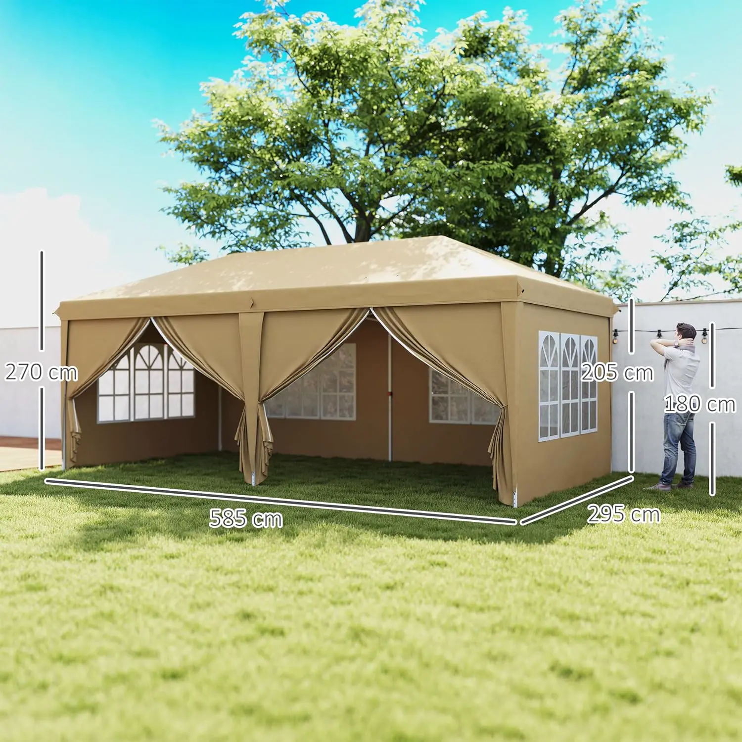 Tonnelle en métal kaki 3x6 m vue 6