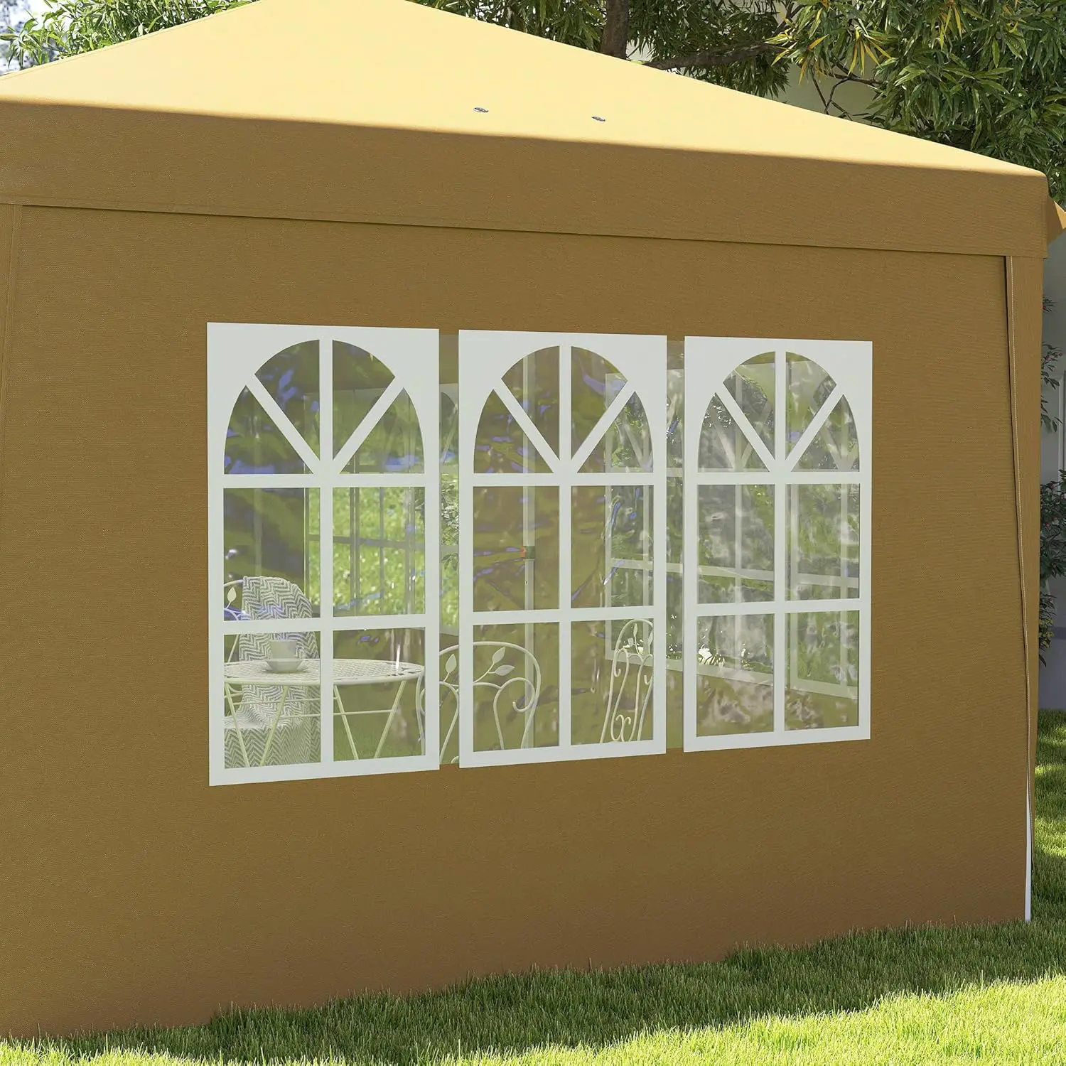 Tonnelle en métal kaki 3x6 m vue 8