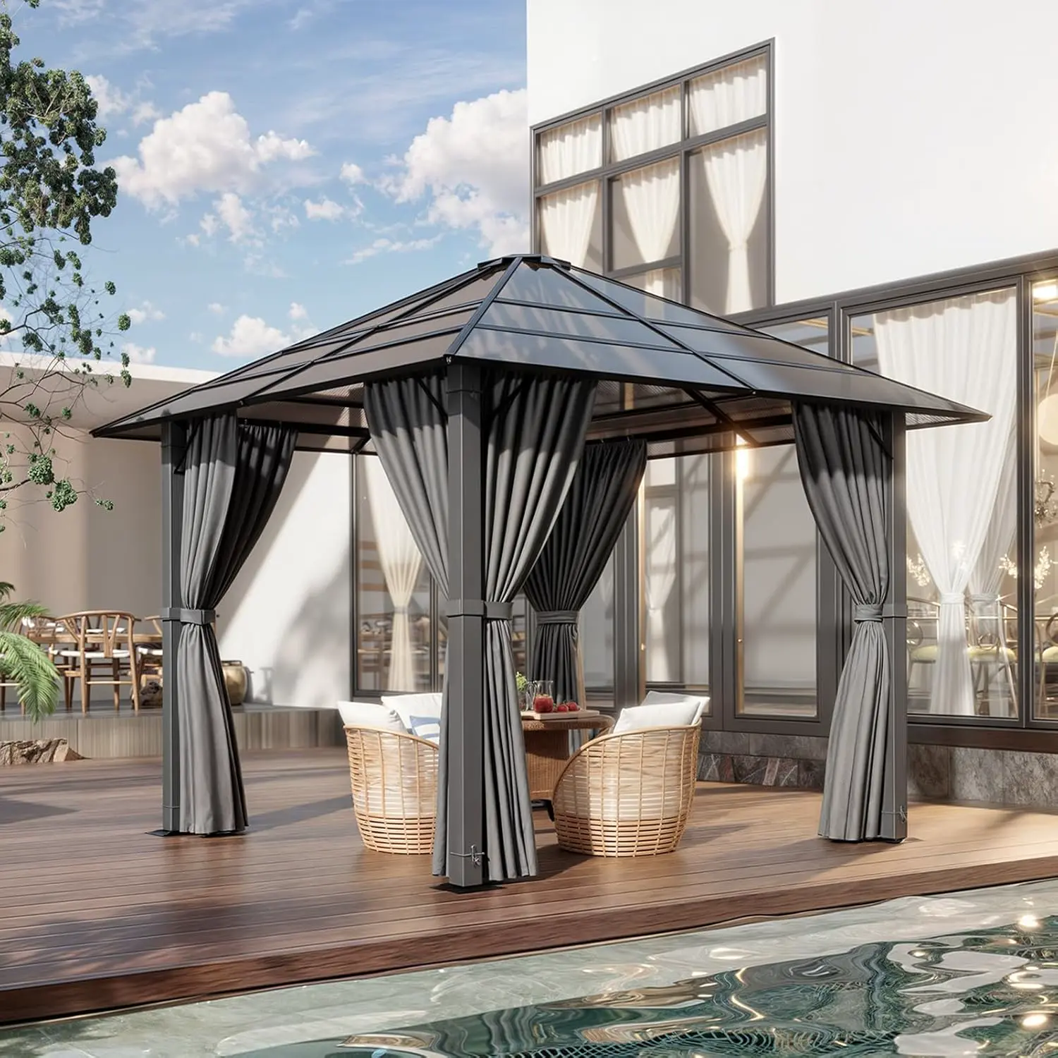 Pergola en aluminium gris 3x3 m vue 7