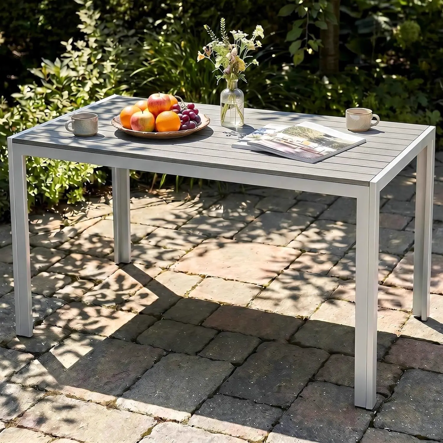 LIFERUN Table de Jardin Moderne en WPC 110 x 70 cm