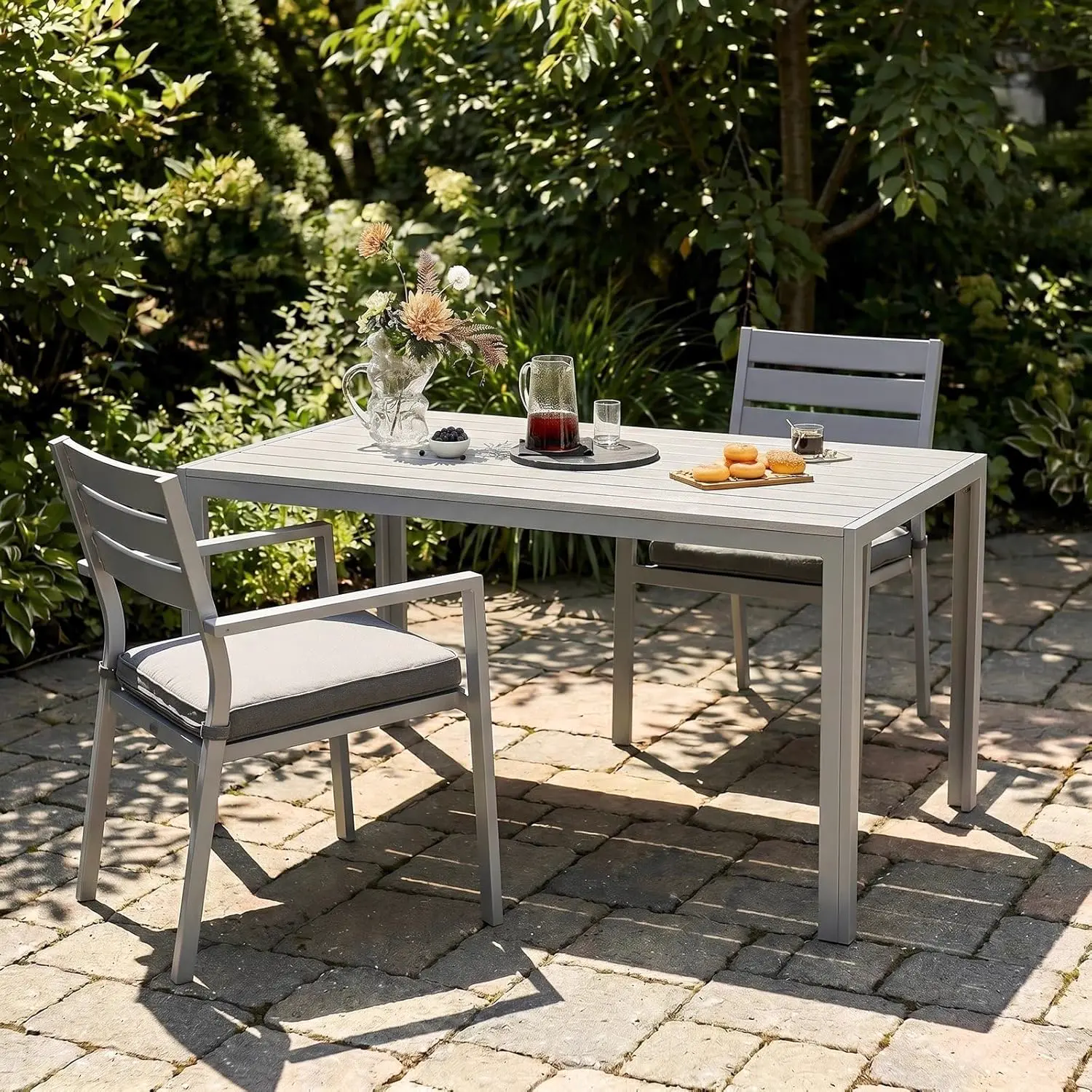 Table de jardin 6 places en aluminium gris vue 3