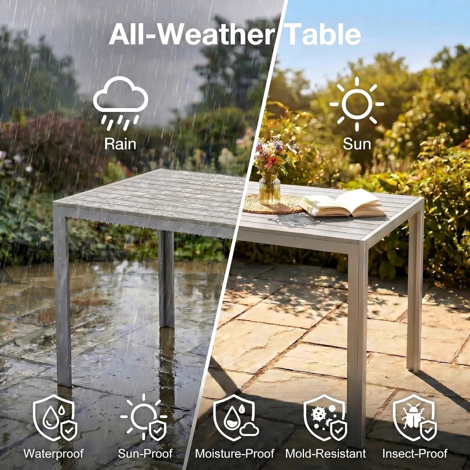 Table de jardin 6 places en aluminium gris vue 4