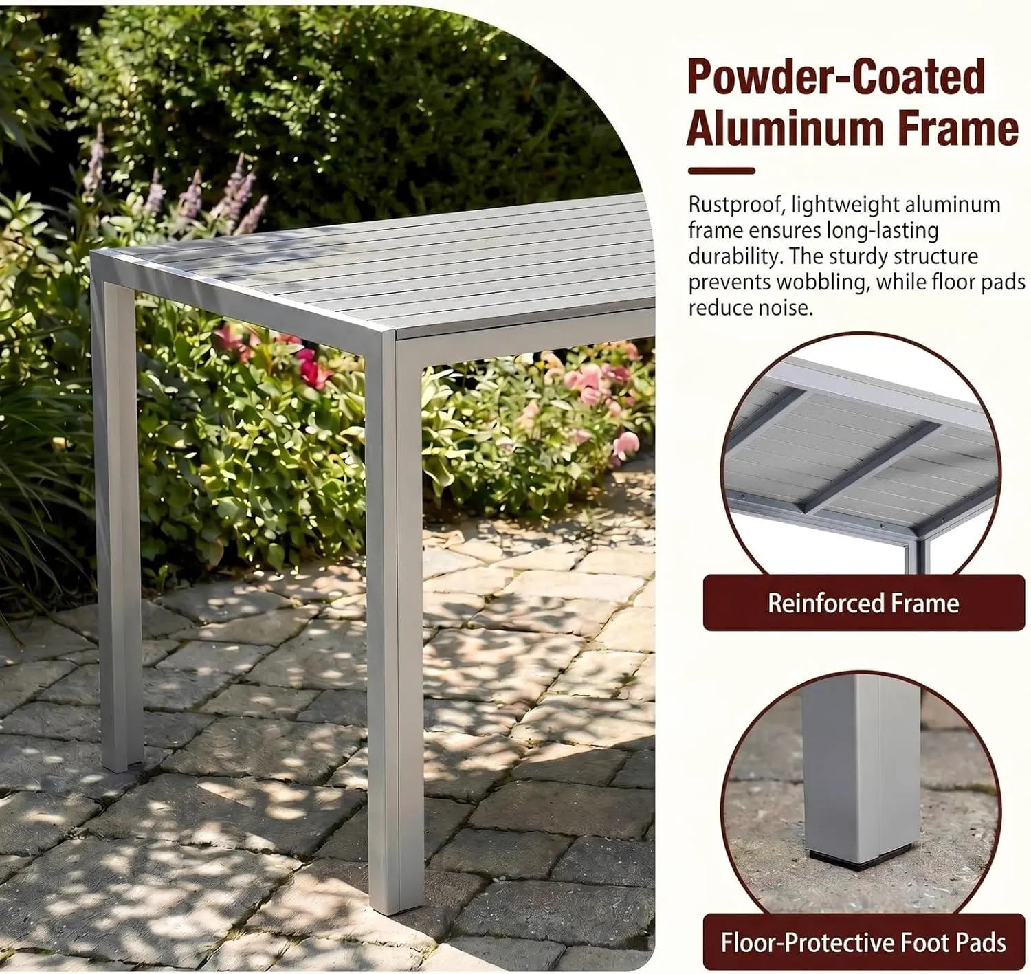 Table de jardin 6 places en aluminium gris vue 6