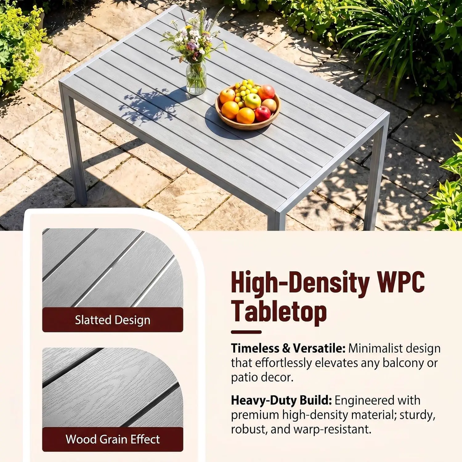 Table de jardin 6 places en aluminium gris vue 7