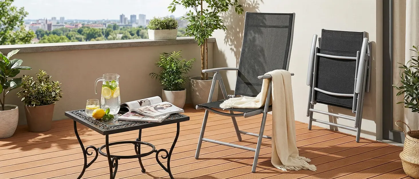 Table de jardin 6 places en aluminium gris — contenu détaillé 2