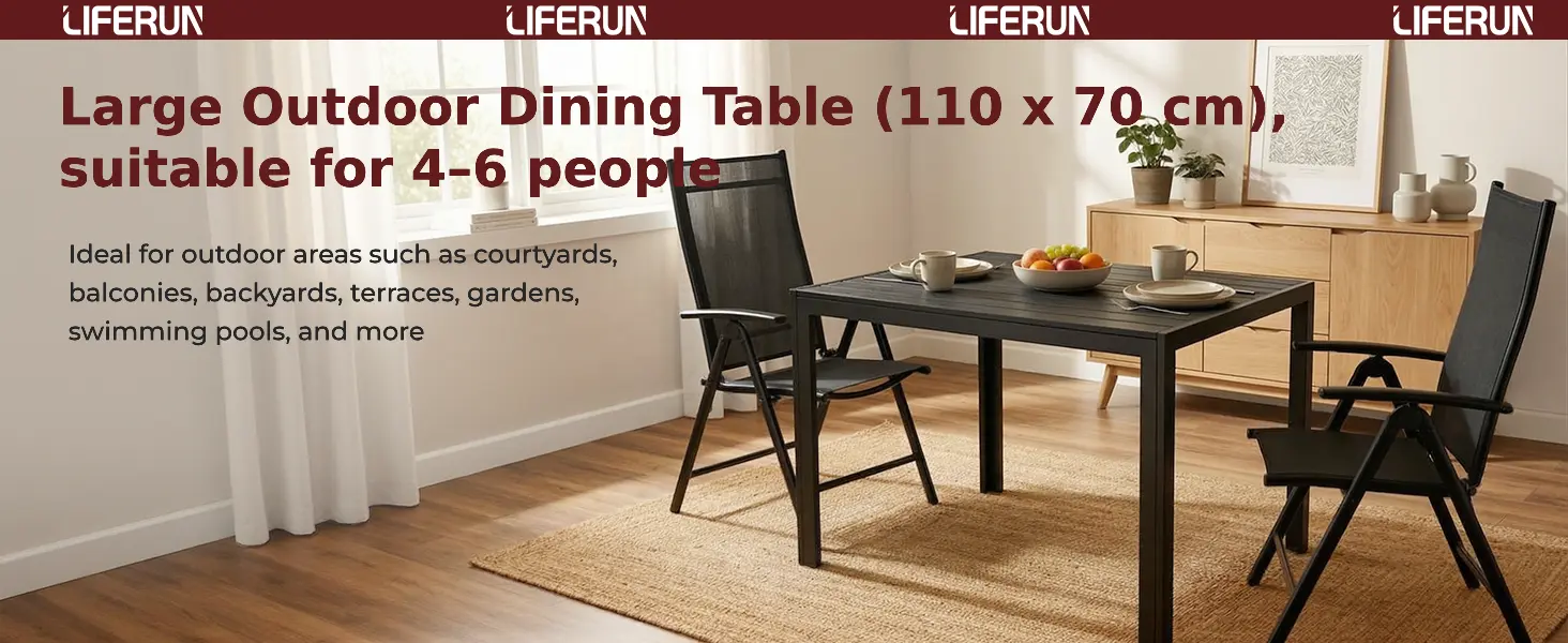 Table de jardin 6 places en aluminium gris — contenu détaillé 3