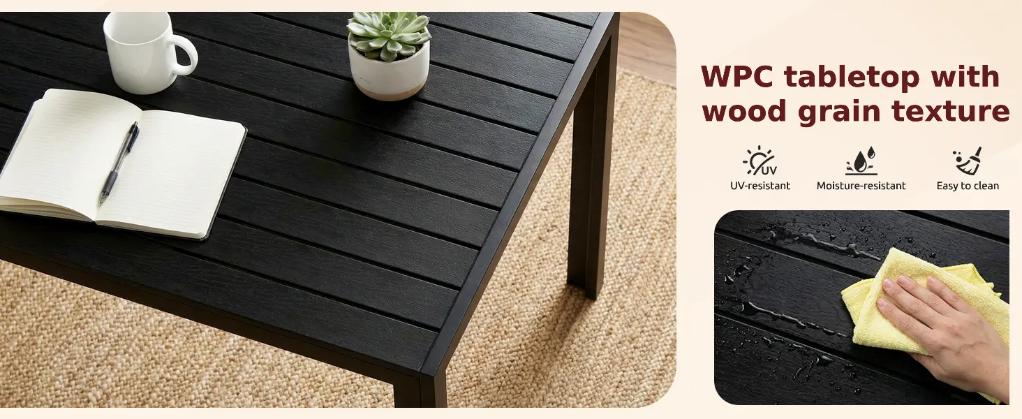 Table de jardin 6 places en aluminium gris — contenu détaillé 4