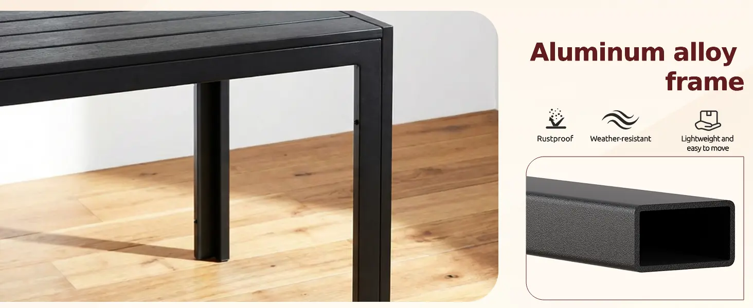 Table de jardin 6 places en aluminium gris — contenu détaillé 5