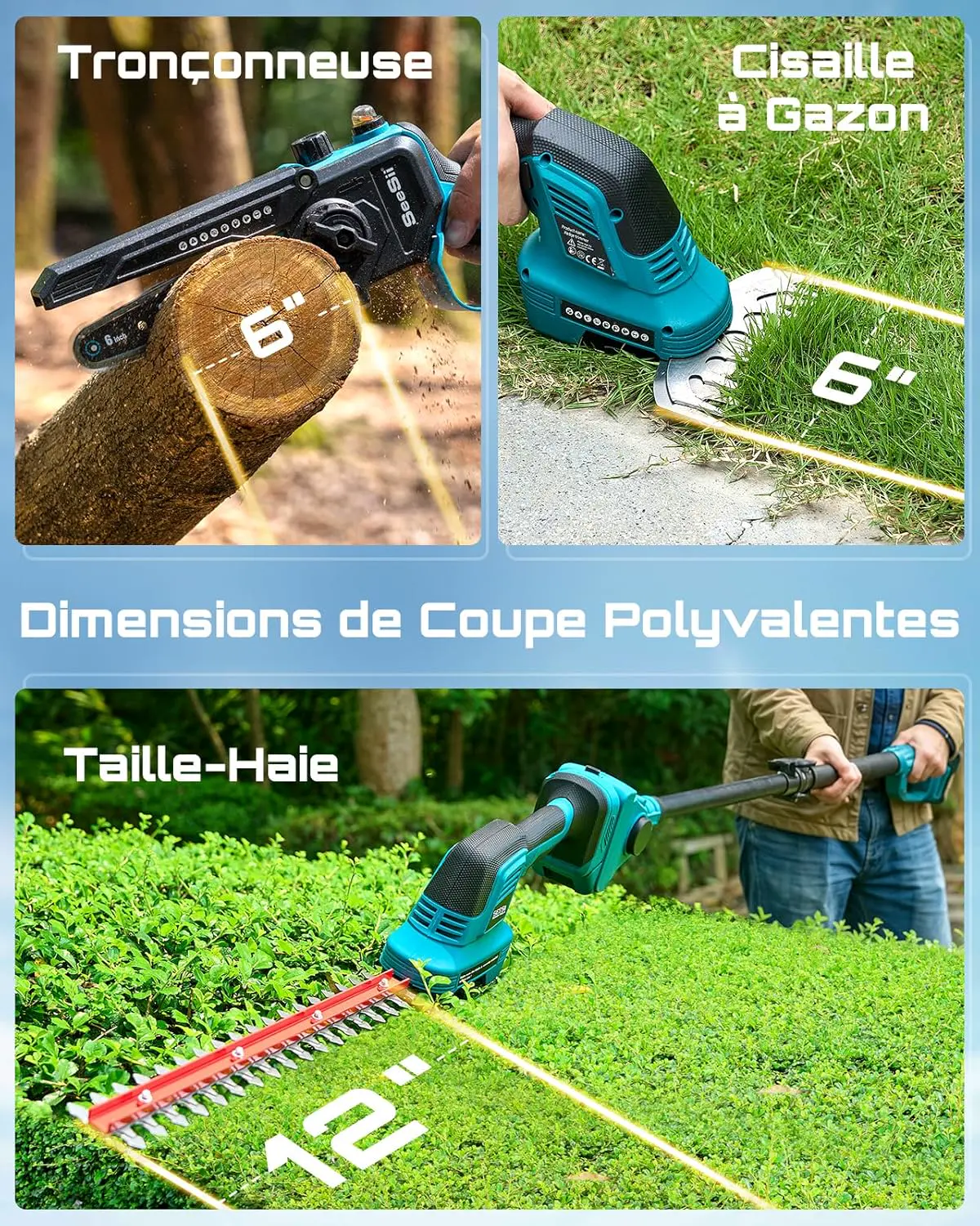 Tronçonneuse électrique SEESII 6-en-1 Mini Tronçonneuse & Tail… vue 6