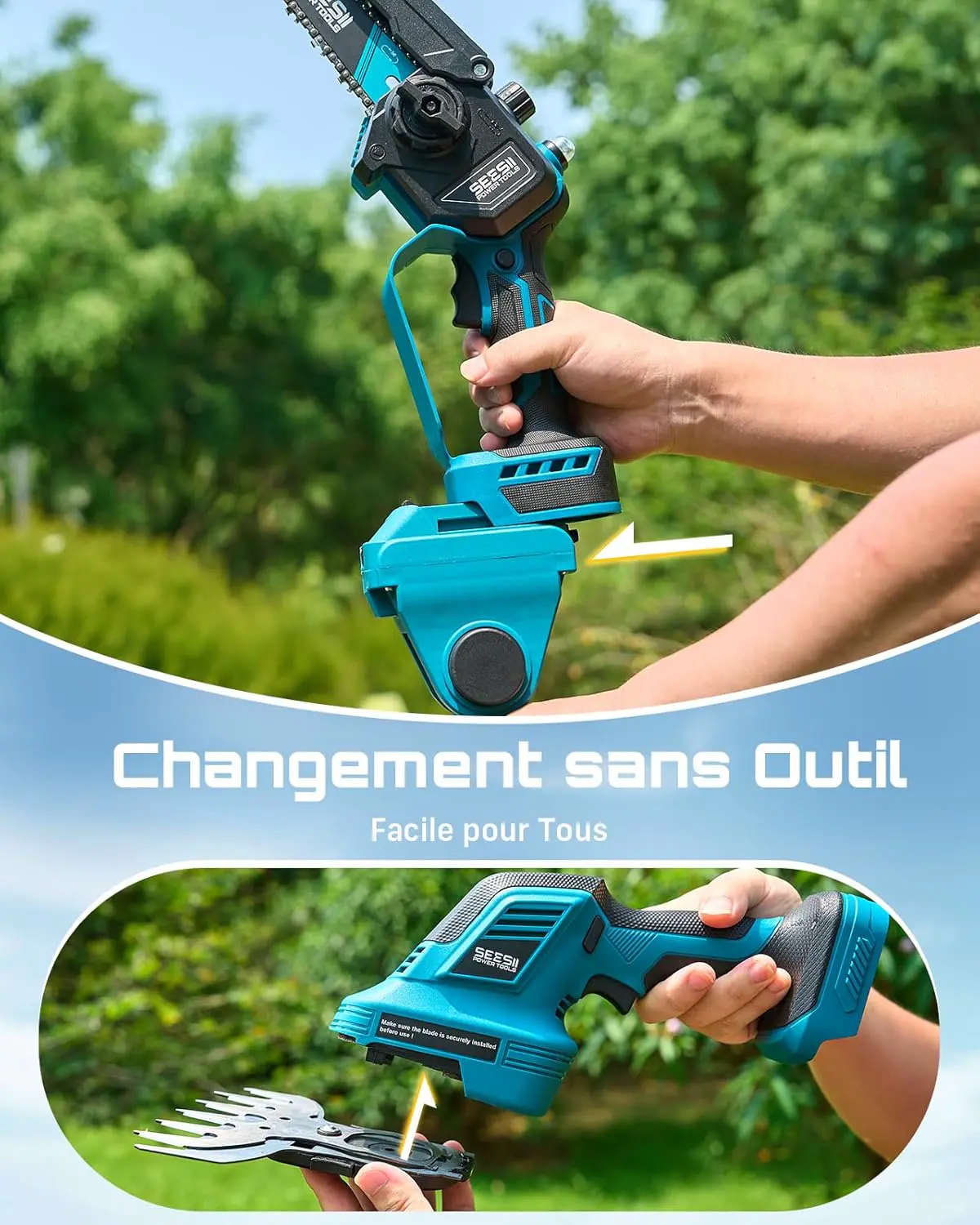 Tronçonneuse électrique SEESII 6-en-1 Mini Tronçonneuse & Tail… vue 7