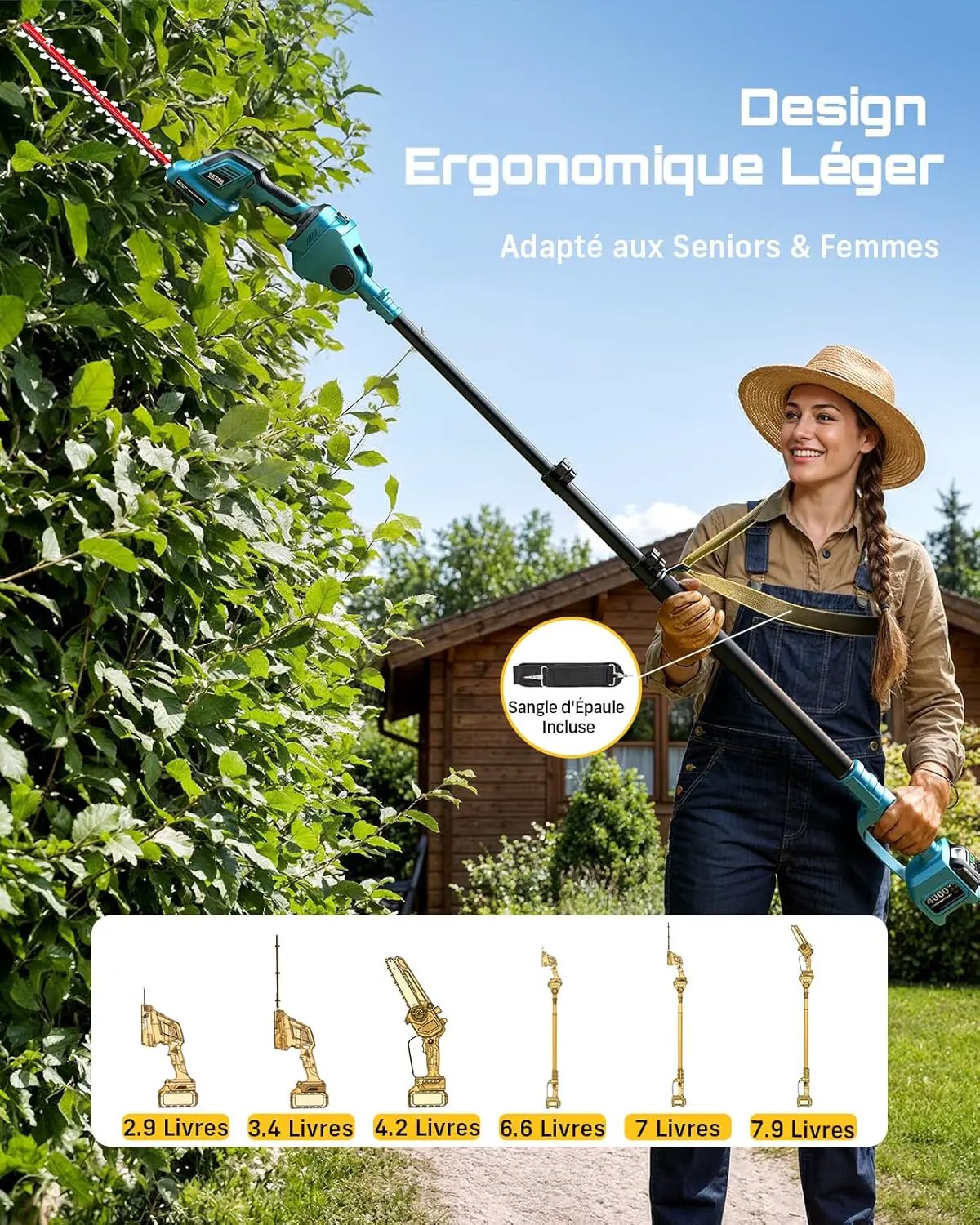 Tronçonneuse électrique SEESII 6-en-1 Mini Tronçonneuse & Tail… vue 8