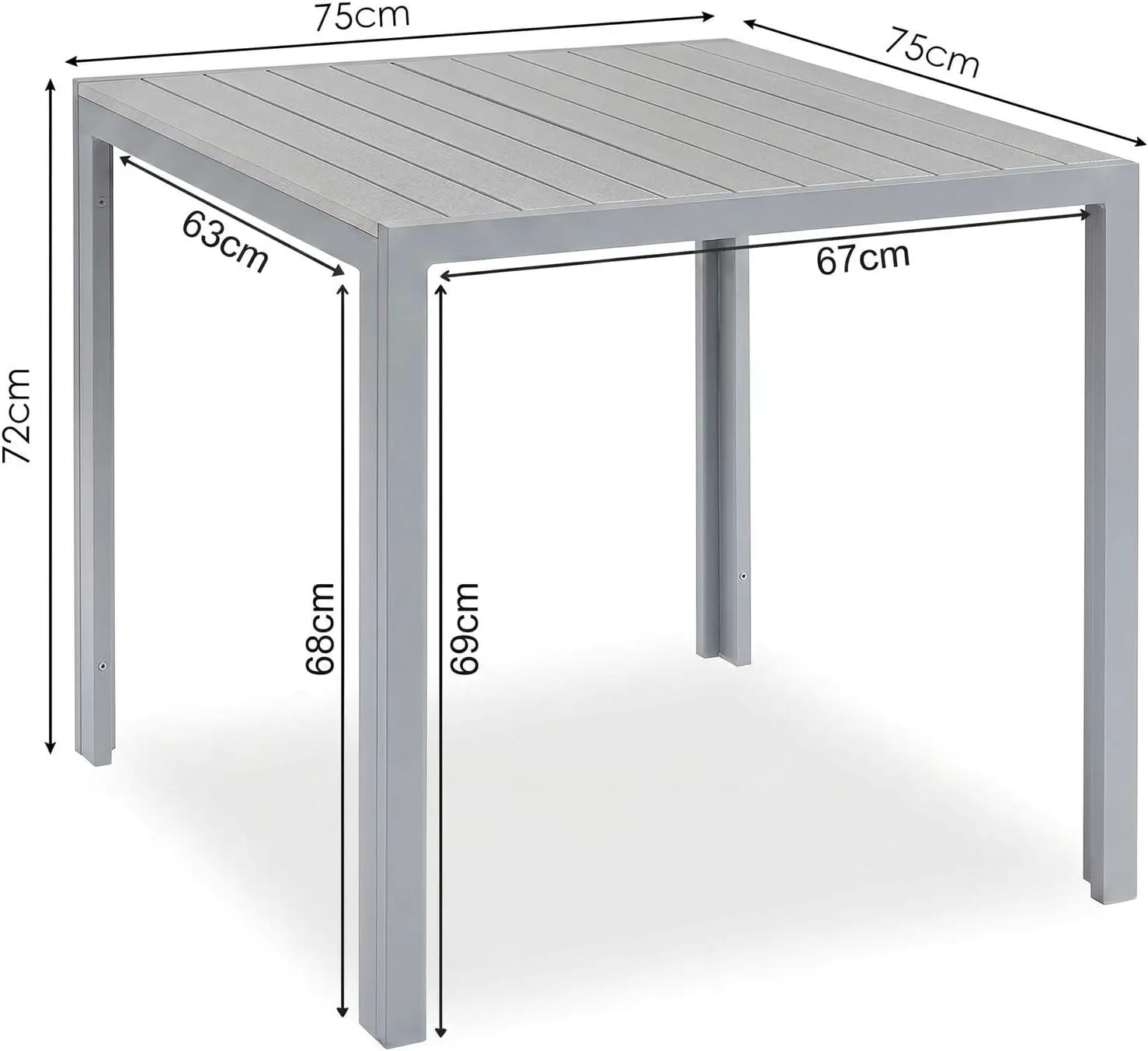 Table de jardin 6 places en aluminium gris vue 3