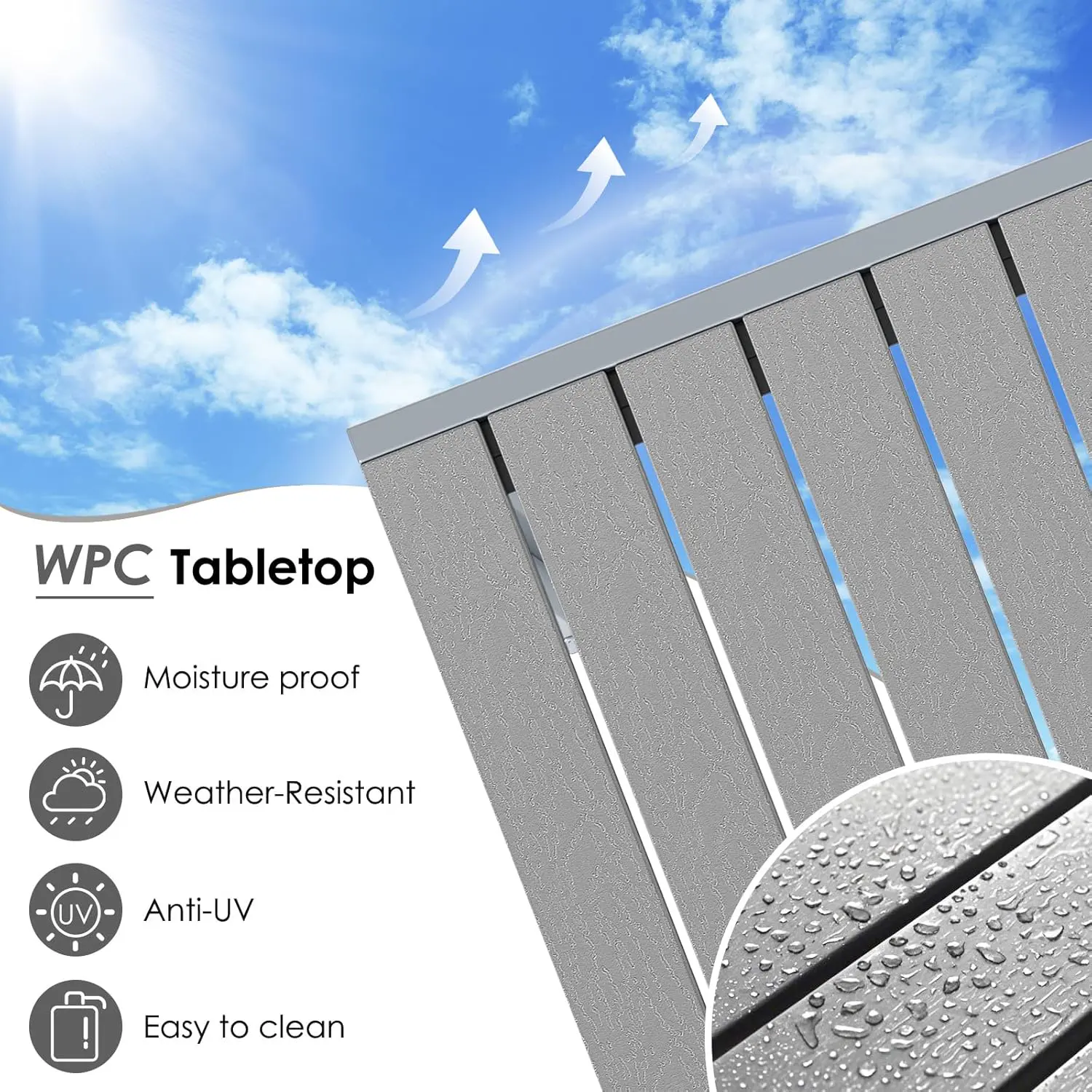 Table de jardin 6 places en aluminium gris vue 4