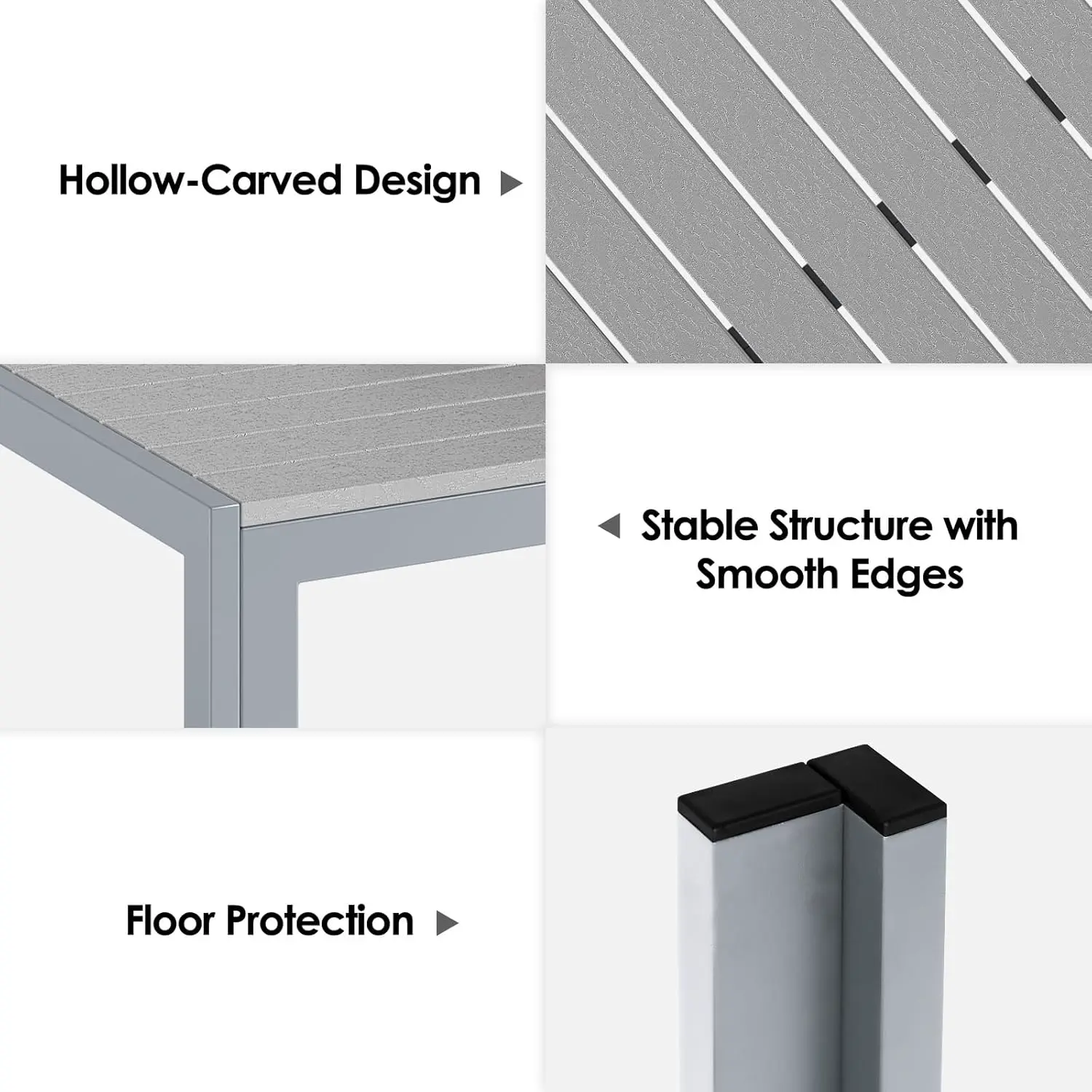 Table de jardin 6 places en aluminium gris vue 6