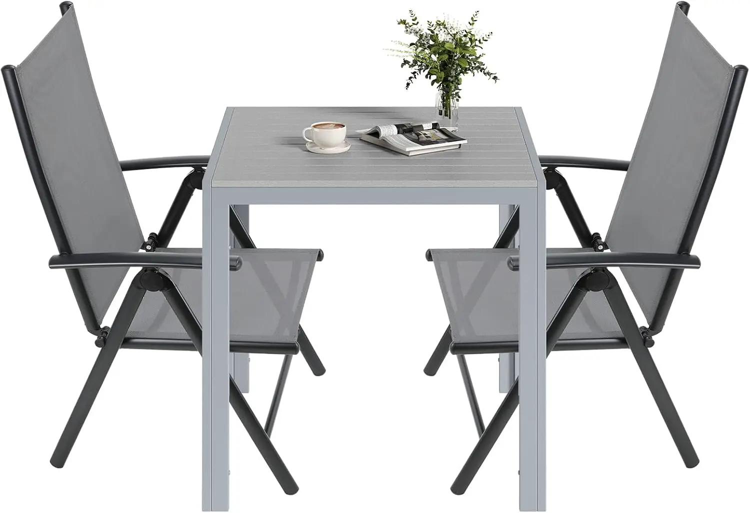 Table de jardin 6 places en aluminium gris vue 7