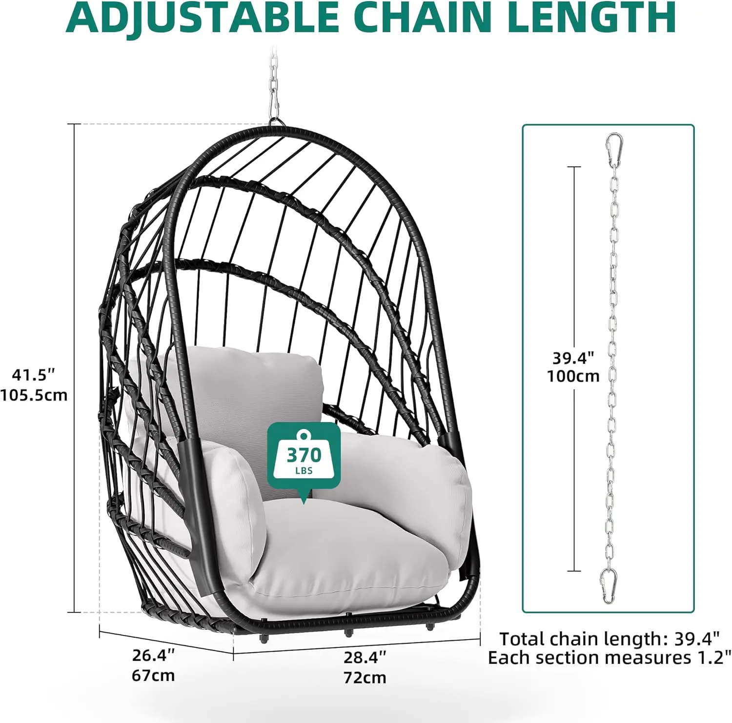 Fauteuils suspendus en métal gris vue 2