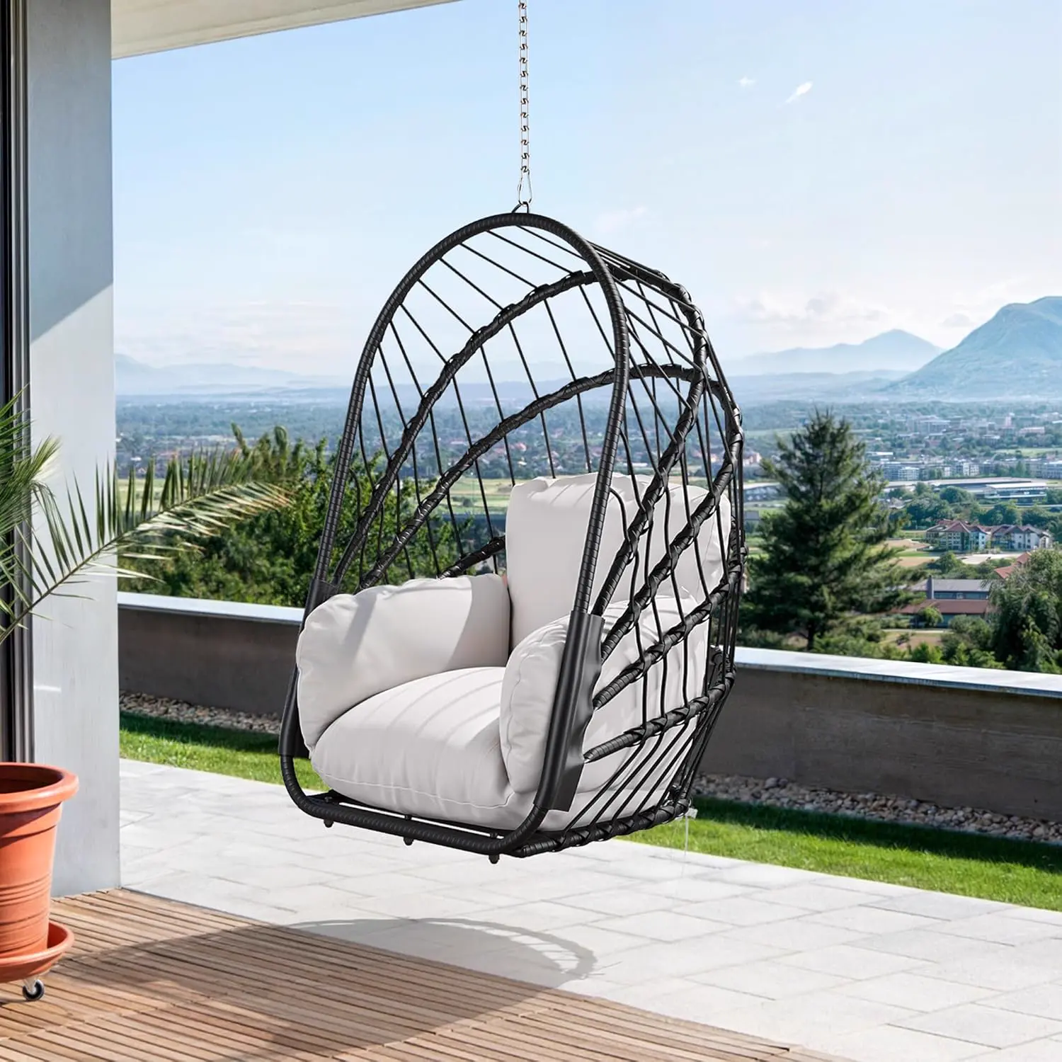 Fauteuils suspendus en métal gris vue 6