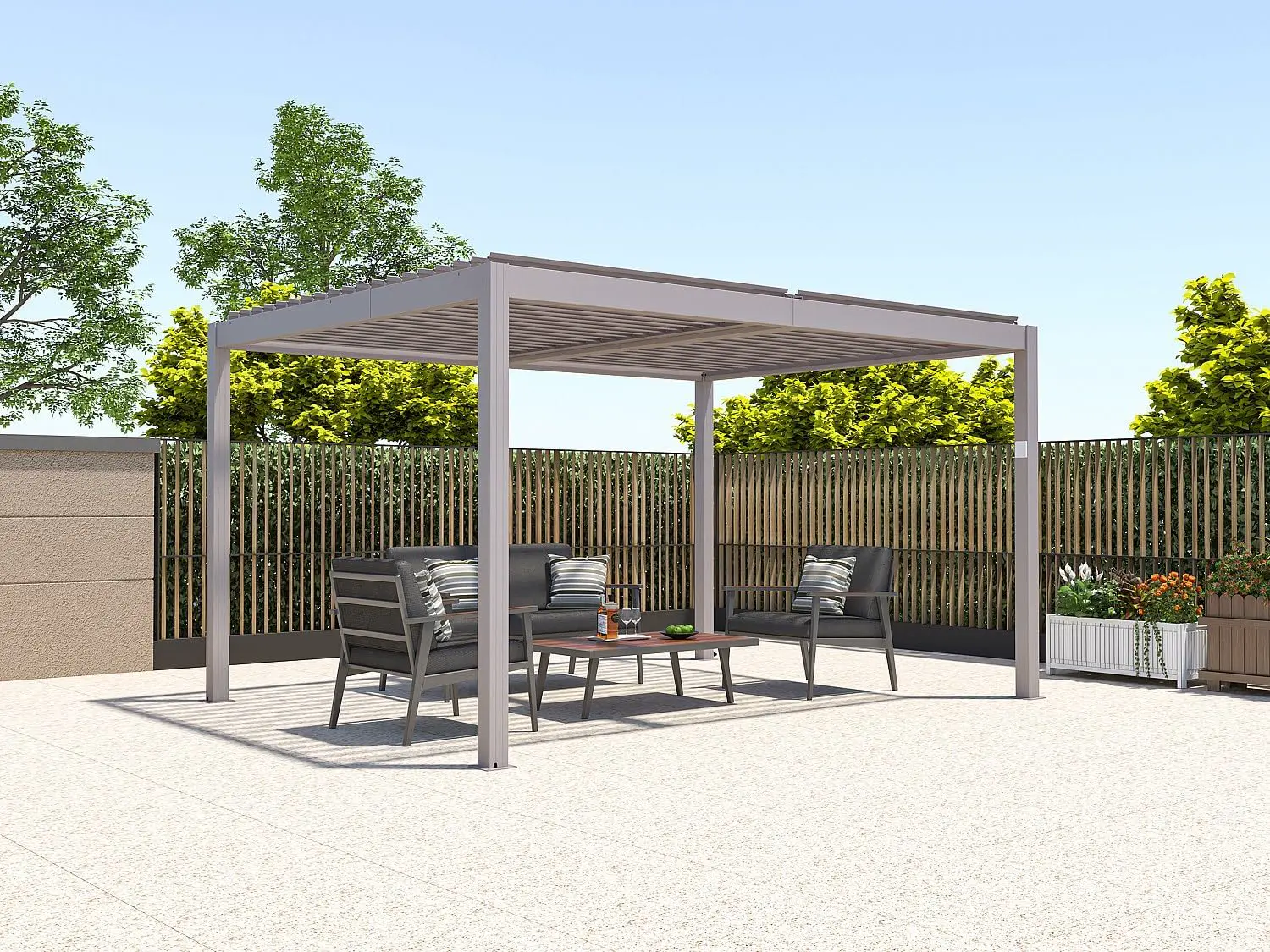 Pergola en aluminium taupe 12 m² vue 3