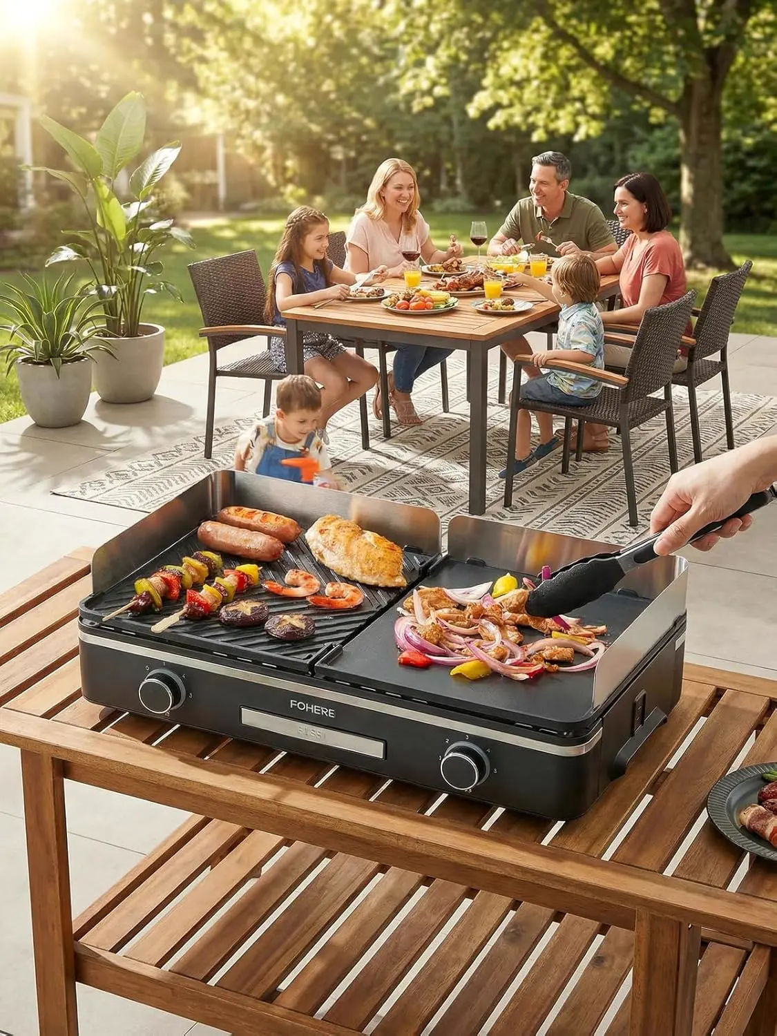Barbecue électrique FOHERE Barbecue Électrique de Table 2400W vue 4