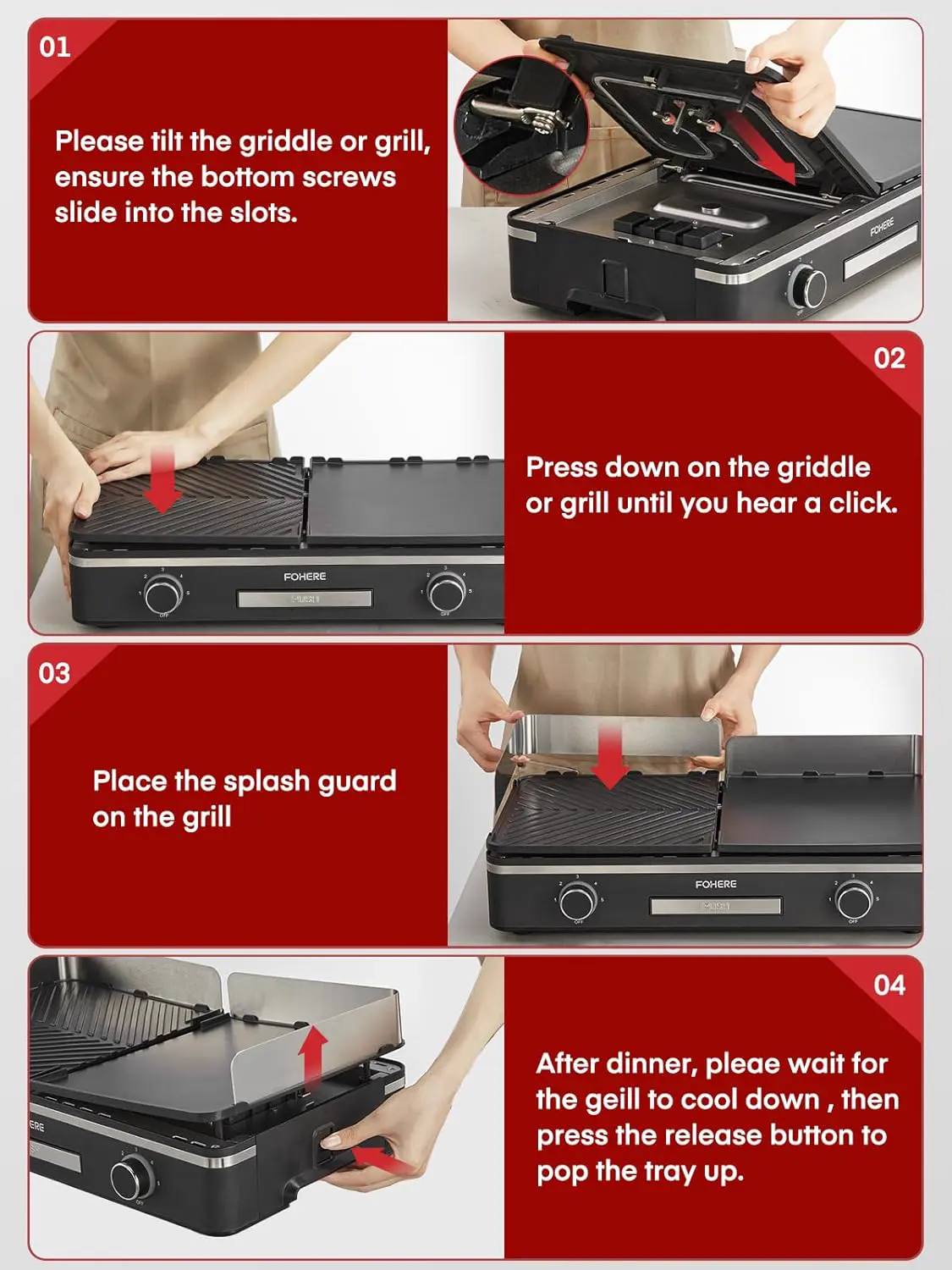 Barbecue électrique FOHERE Barbecue Électrique de Table 2400W vue 9