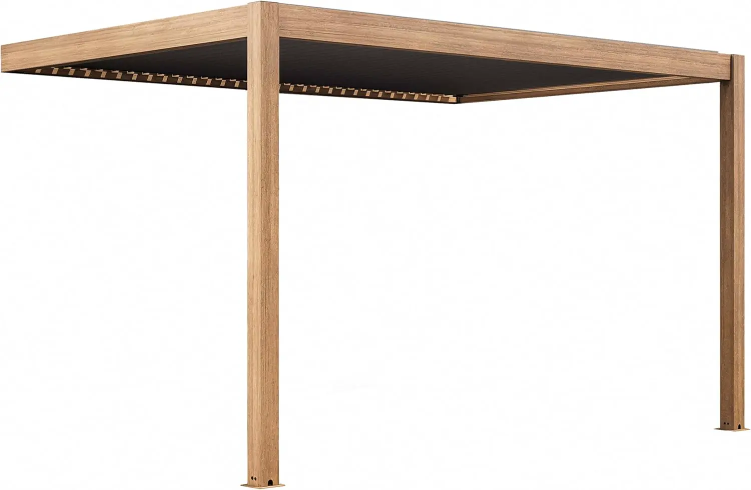 Oviala Pergola bioclimatique adossée et motorisée éclairée 3x4m Bois