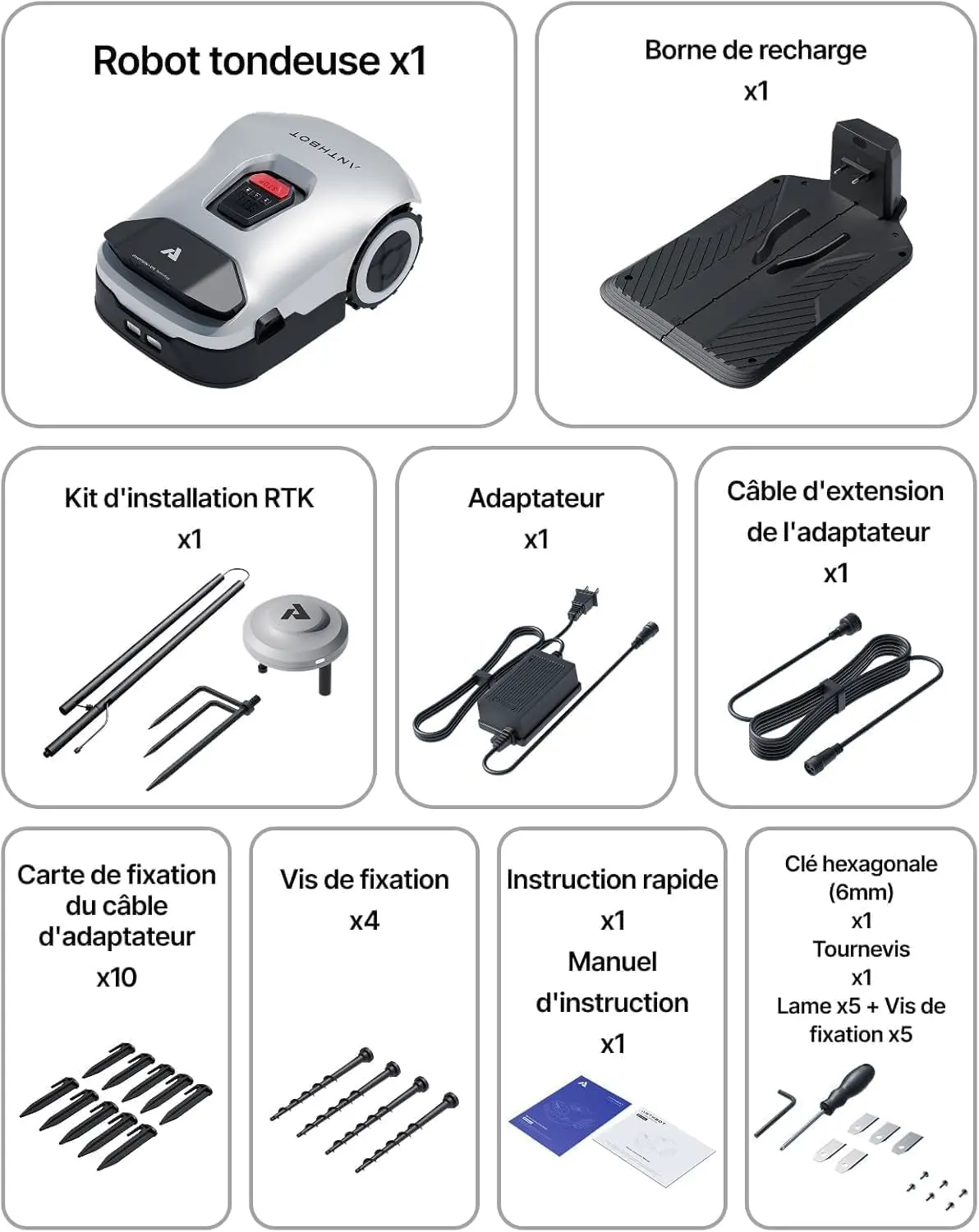 Robot tondeuse en aluminium gris vue 8